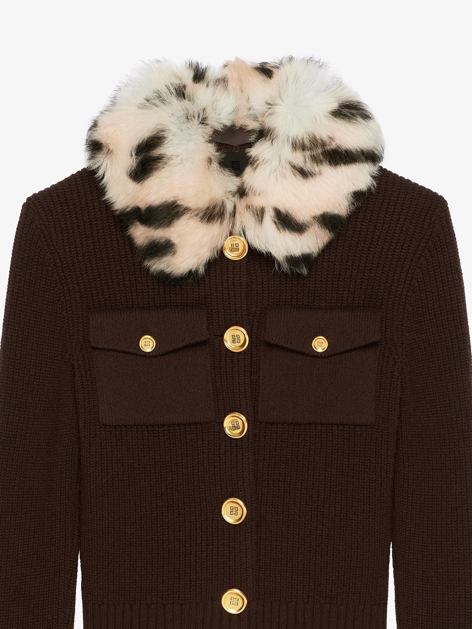 Cardigan in wool and cashmere with fur collar Product Image
