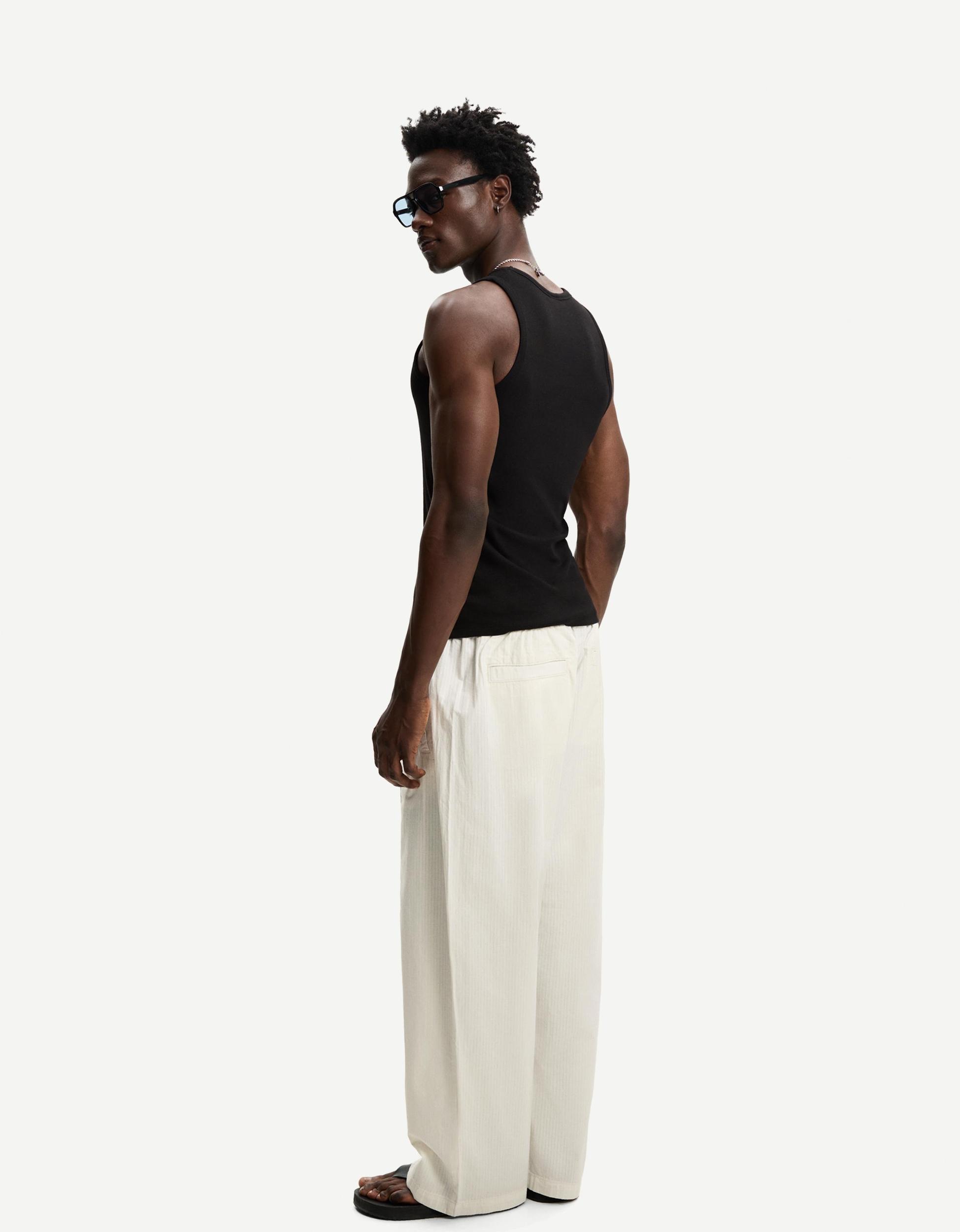 Super baggy fabric striped pants Product Image