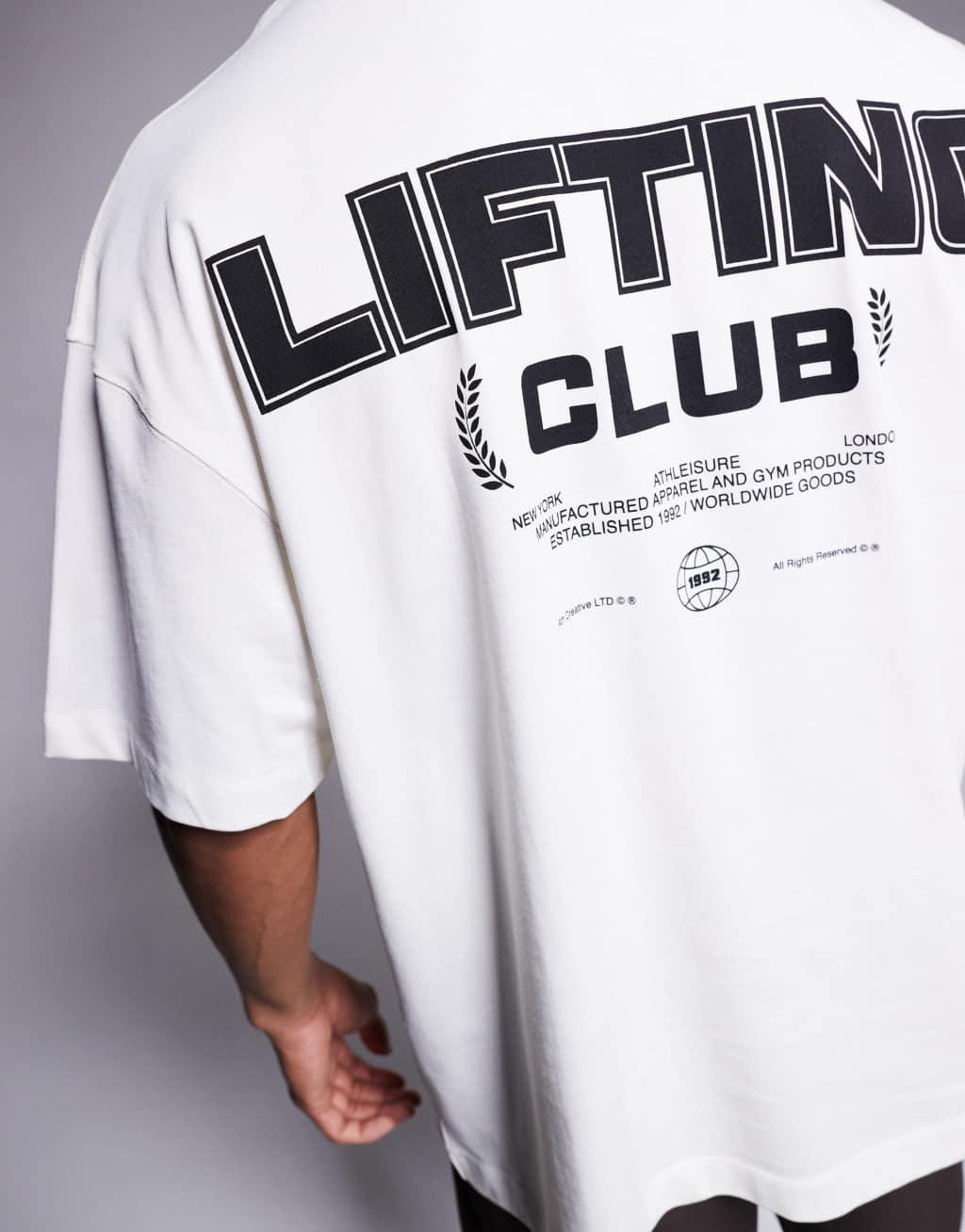 4505 back print boxy heavyweight cotton t-shirt with quick dry finish in off white  Product Image