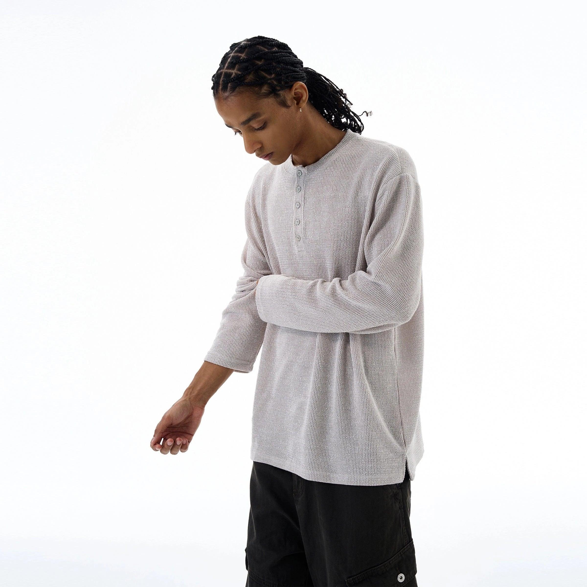 RT No. 19550 KNIT HENRY COLLAR SWEATER Product Image