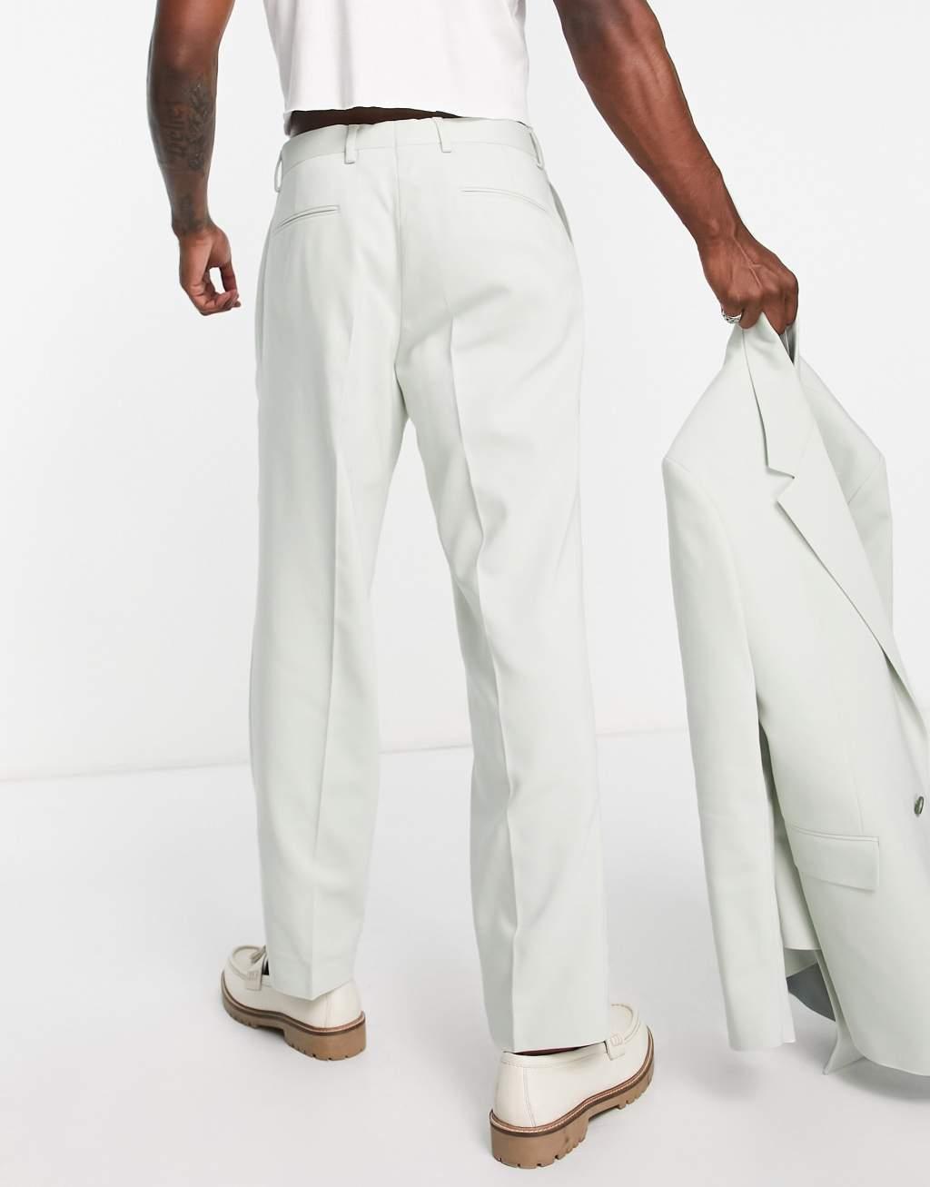 Viggo pierre relaxed straight suit pants in sage Product Image