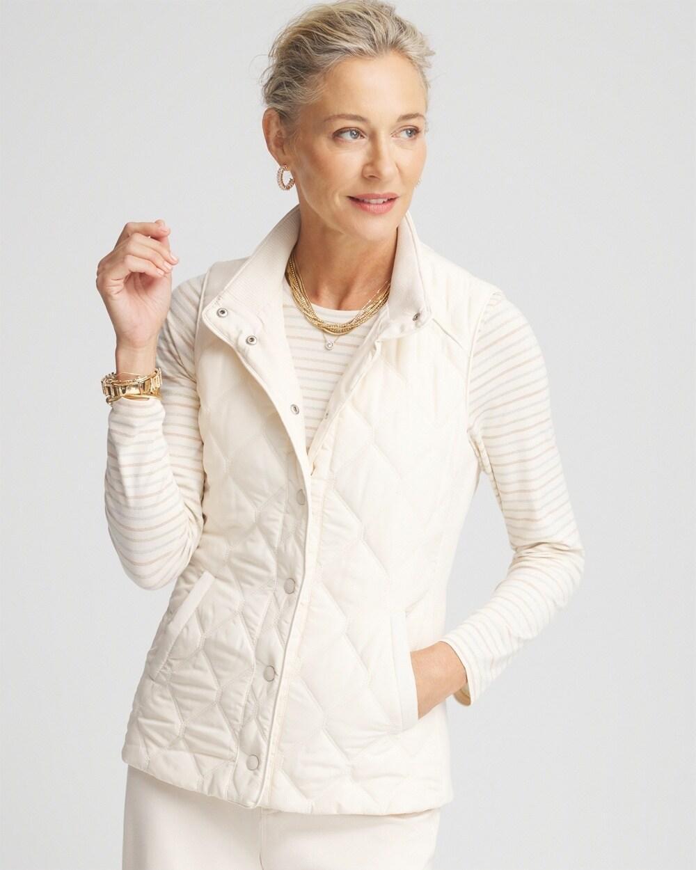 Rib Trim Quilted Vest Product Image