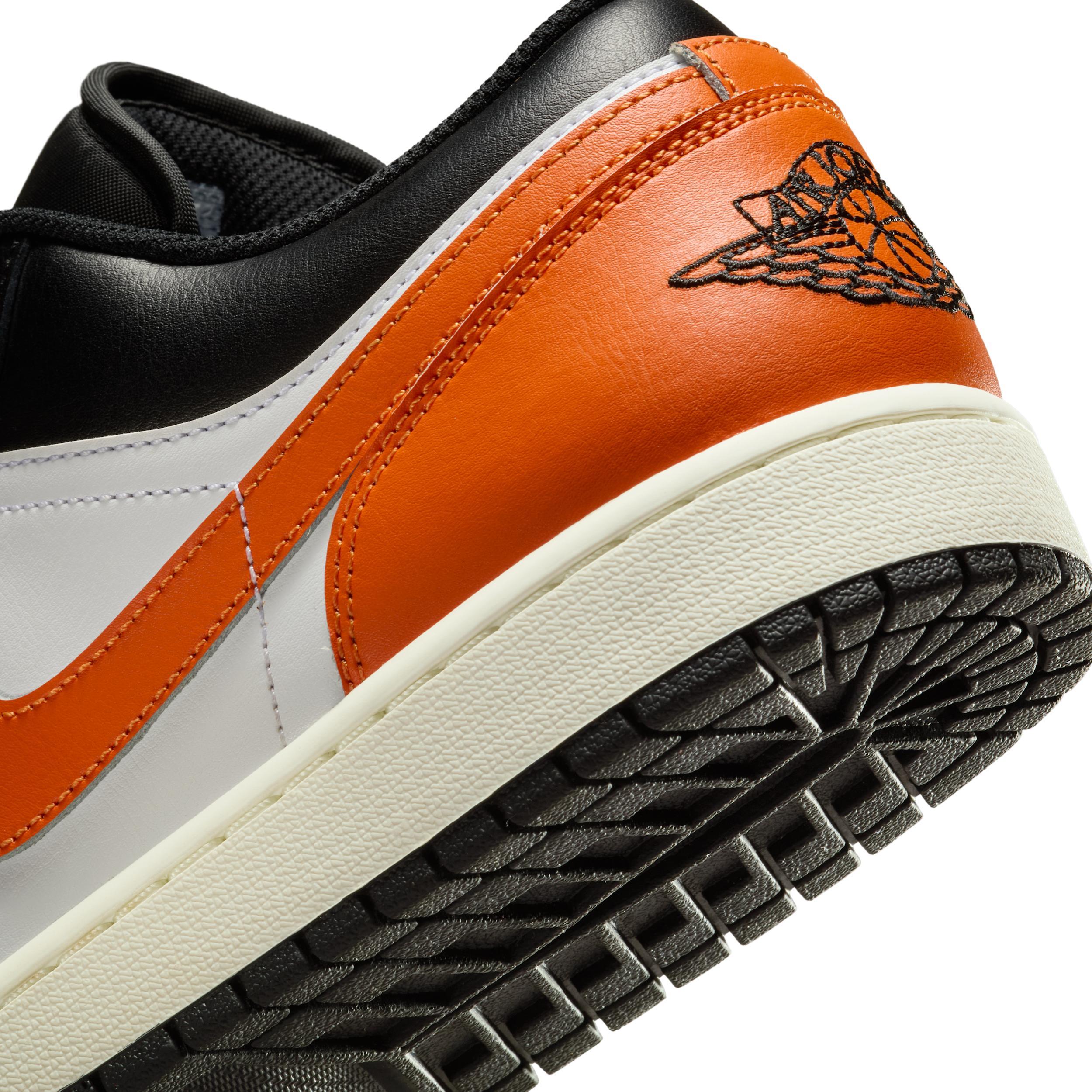Jordan Mens Air Retro 1 Low Casual Shoes in Black/Starfish/White Product Image