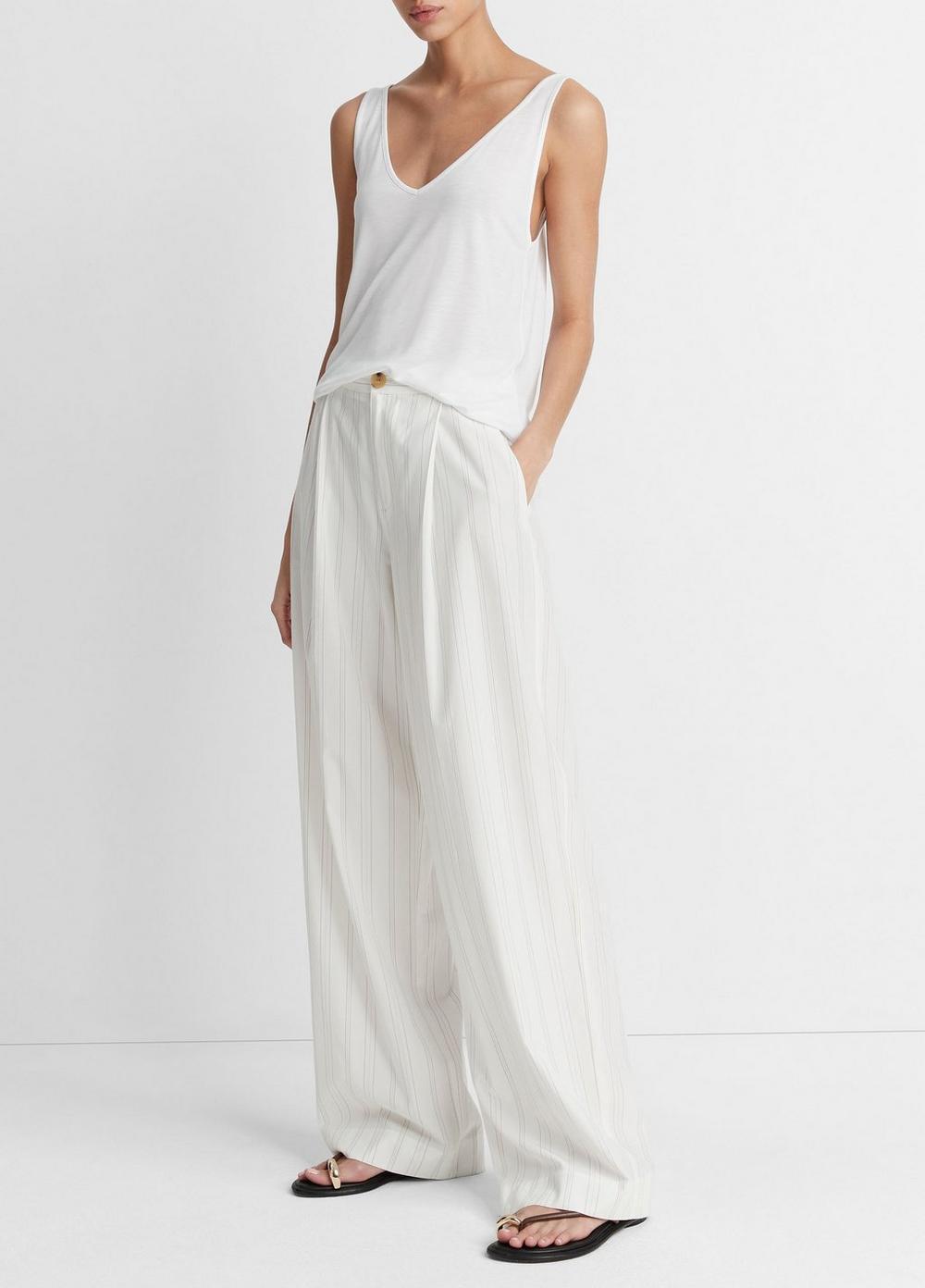 Womens Striped Pleated Trouser, Pampas Stripe, Size 0 Vince Product Image