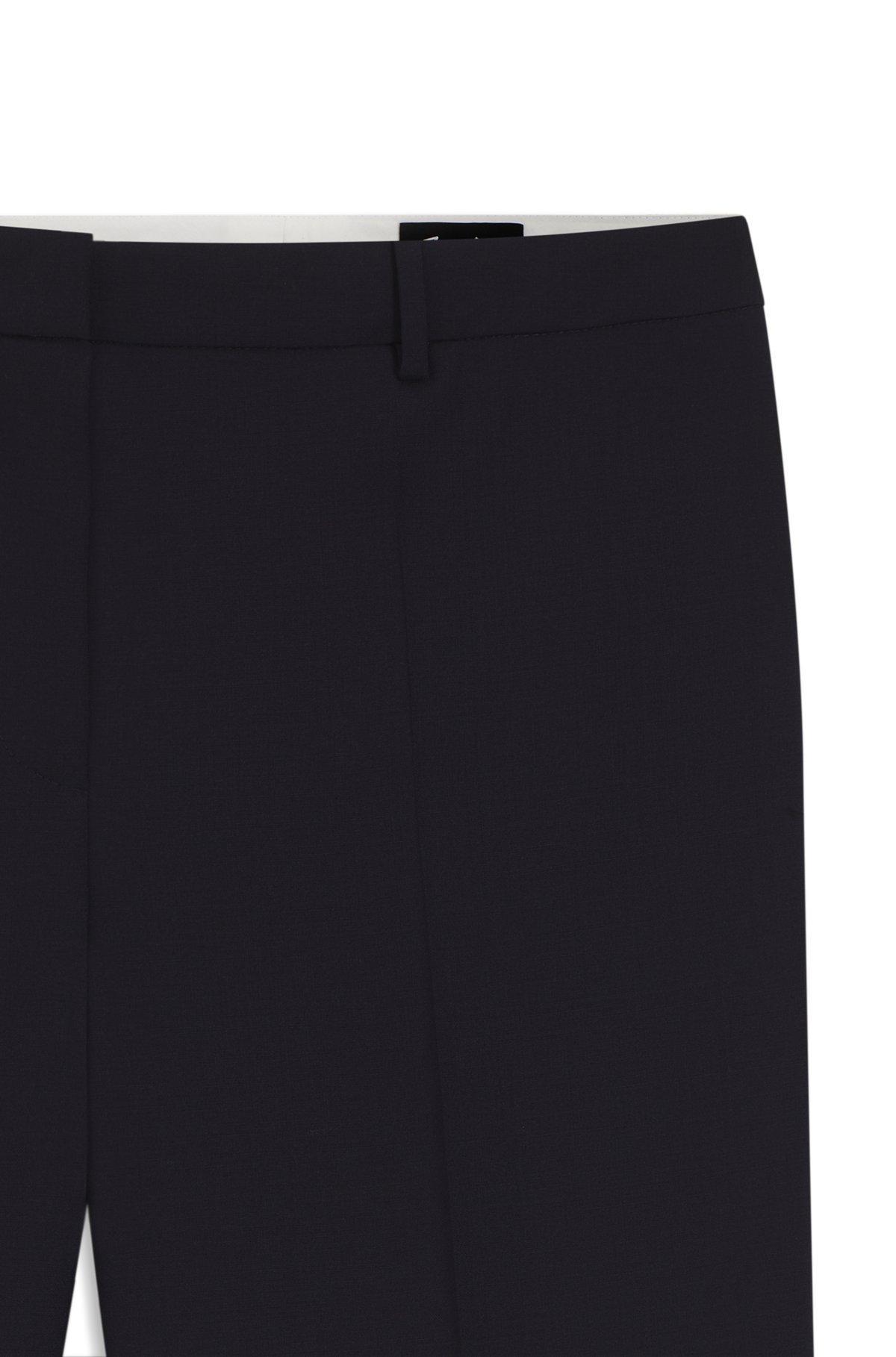 BOSS - Regular-fit tapered-leg pants in checkered virgin wool - Dark Blue Product Image