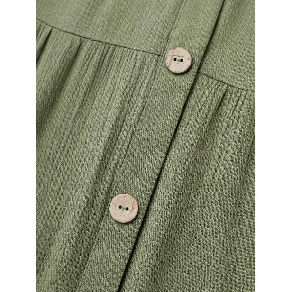 Plus Size Moss Textured Button Placket V-Neck Shirt Women Short sleeve V-neck Everyday-Casual Blouses BloomChic 14-16/1X Product Image
