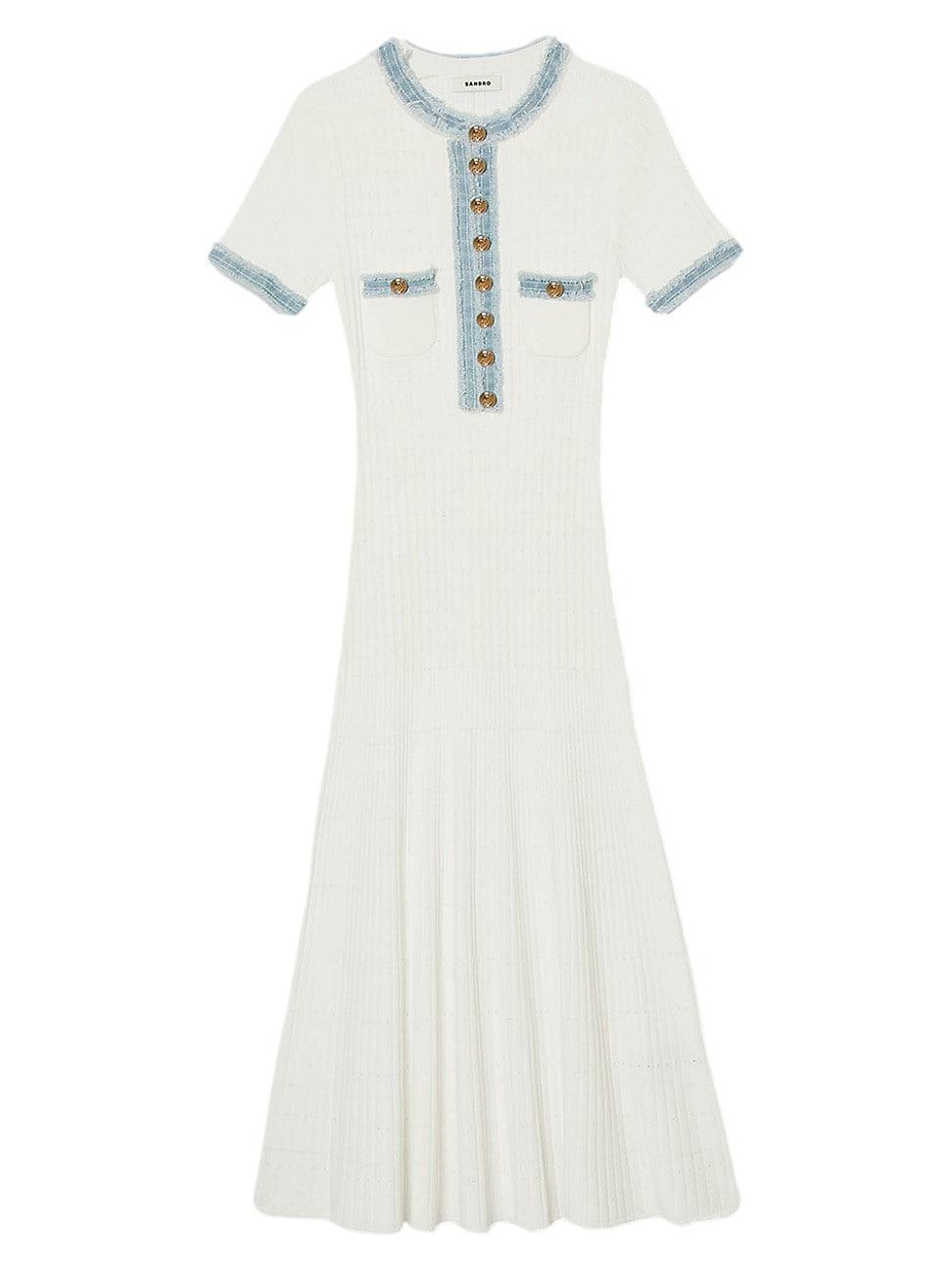 Womens Knit and Denim Maxi Dress Product Image