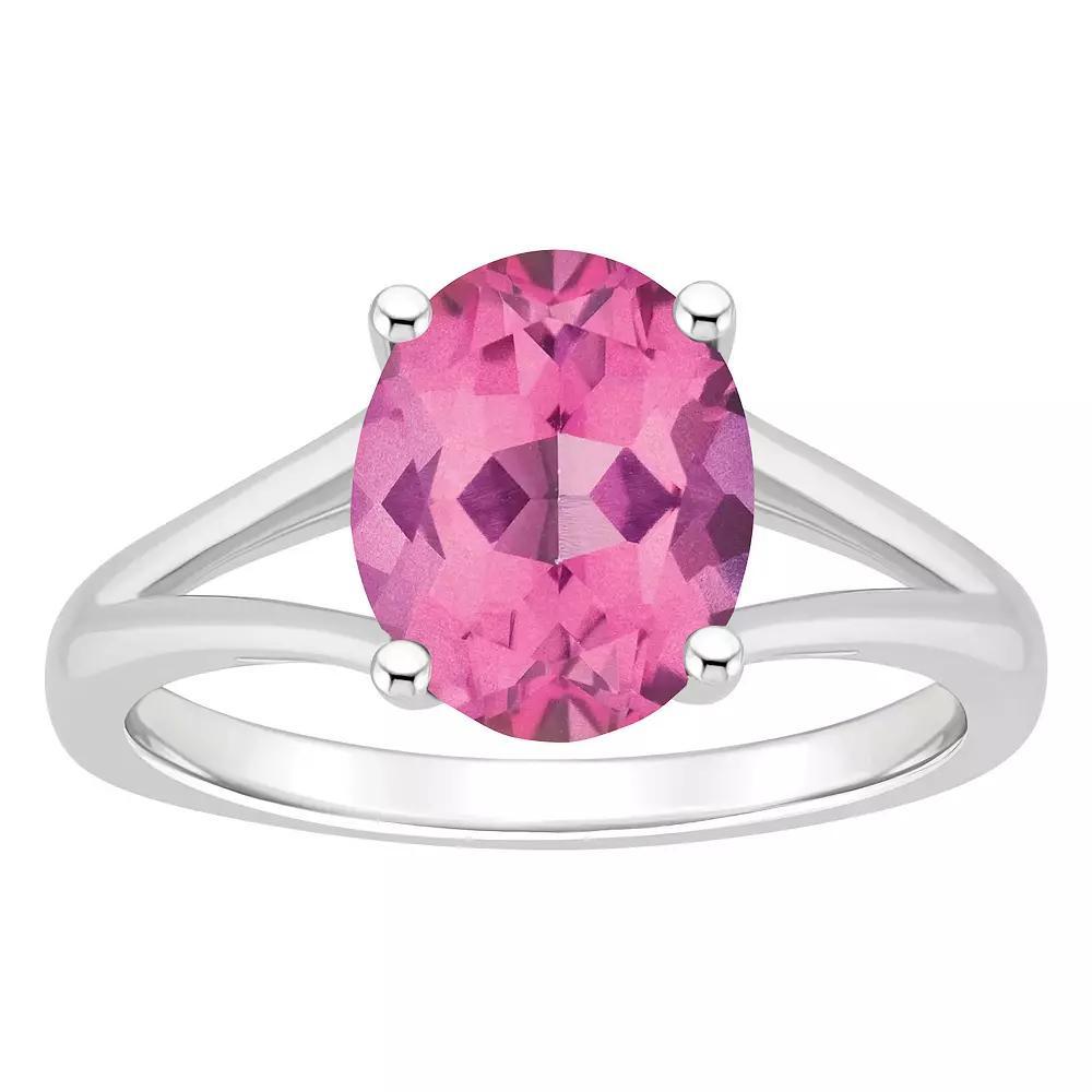 Alyson Layne Sterling Silver Oval Pink Topaz Ring, Women's, Size: 9 Product Image