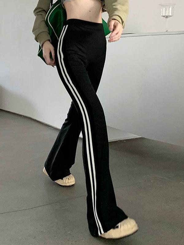 Piping Detail High Rise Flare Leg Pants Product Image