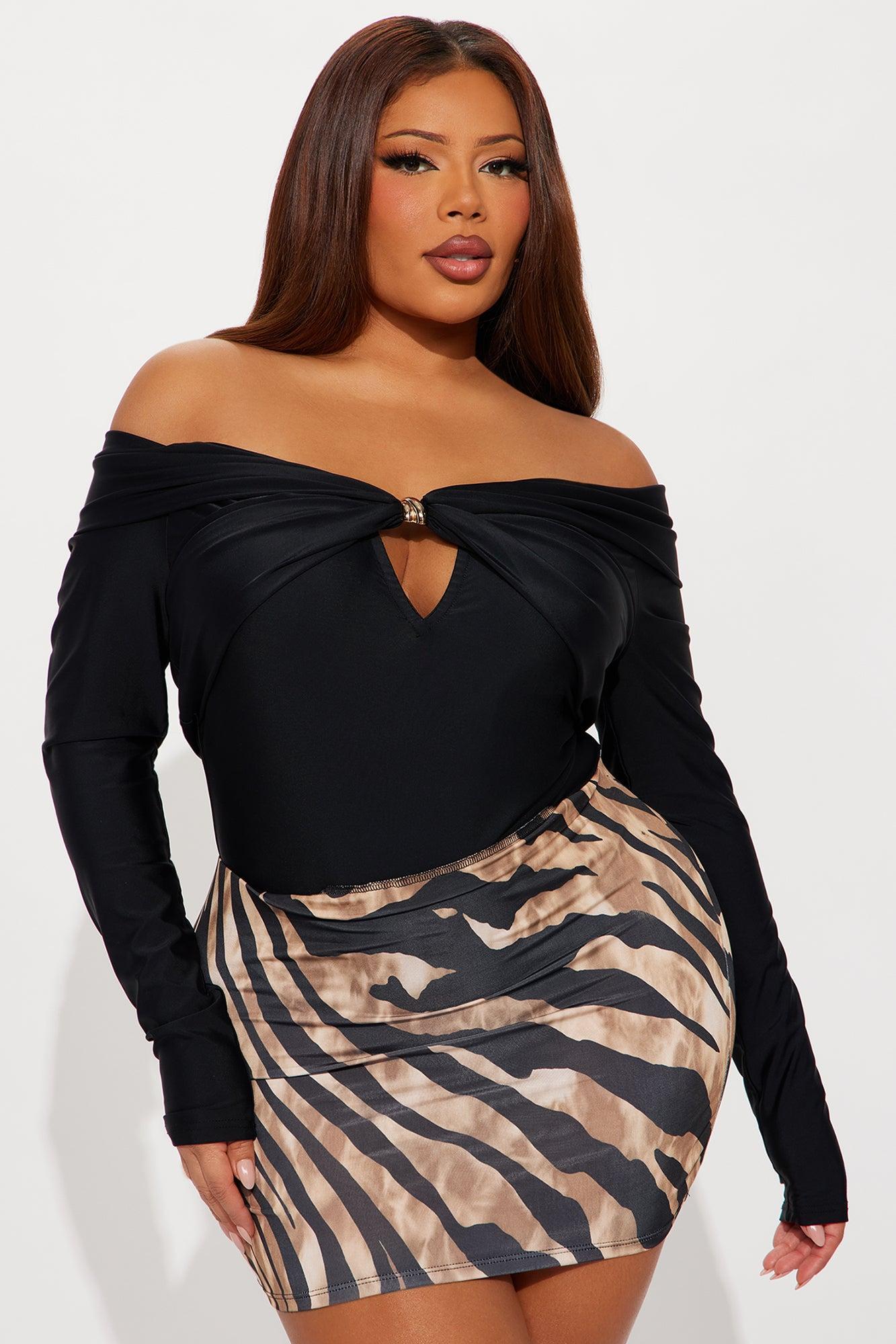 Sylvie Long Sleeve Off Shoulder Bodysuit - Black Product Image