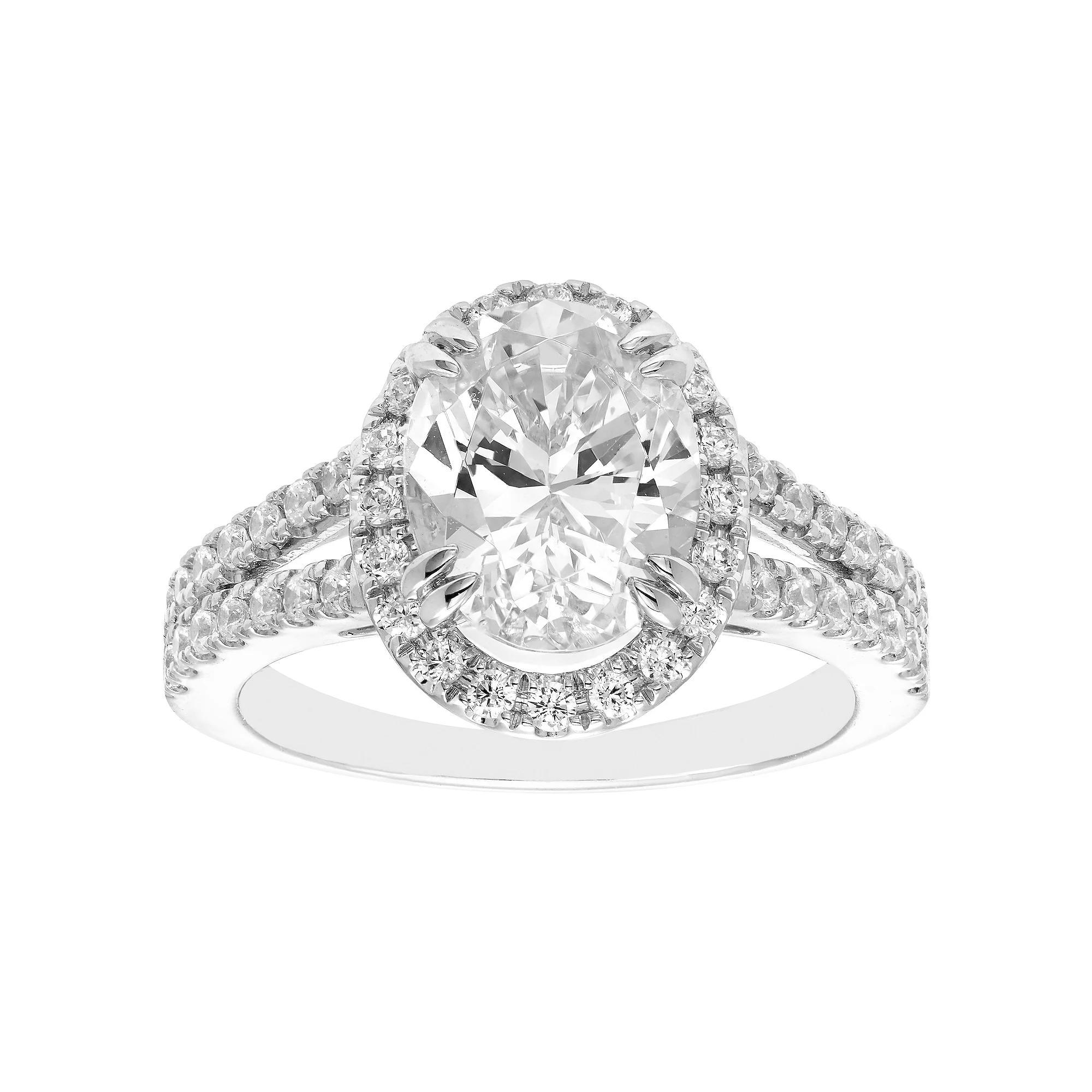 Evergreen Diamonds 14k White Gold 2 1/2 Carat T.W. IGL Certified Oval Lab-Grown Diamond Engagement Ring, Womens 14k Whgold Product Image