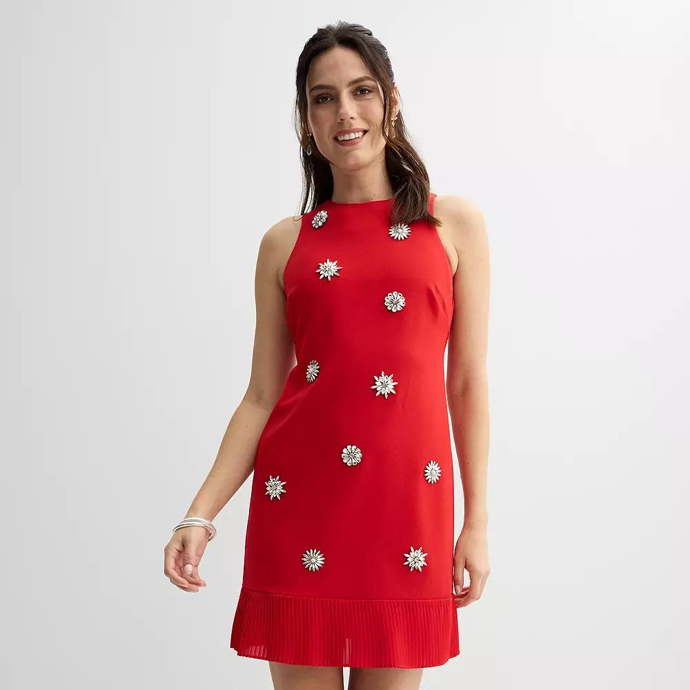 Women's Taylor Embellished Mini Dress with Ruffle Hem, Size: 6, Ultra Red Product Image
