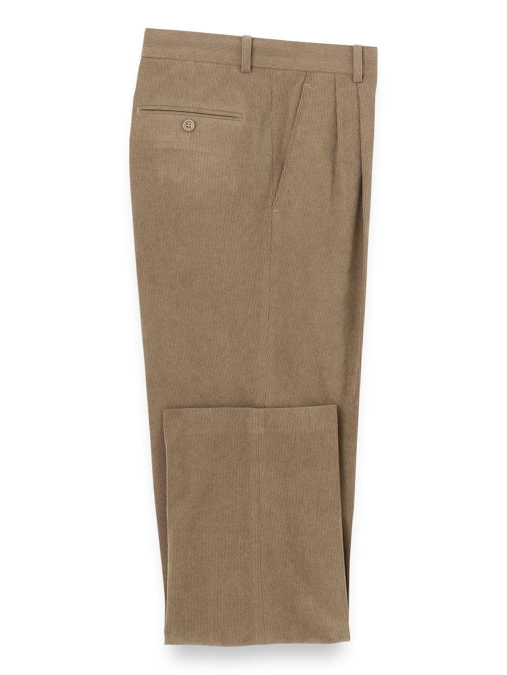 Corduroy Pleated Pants - Black Product Image