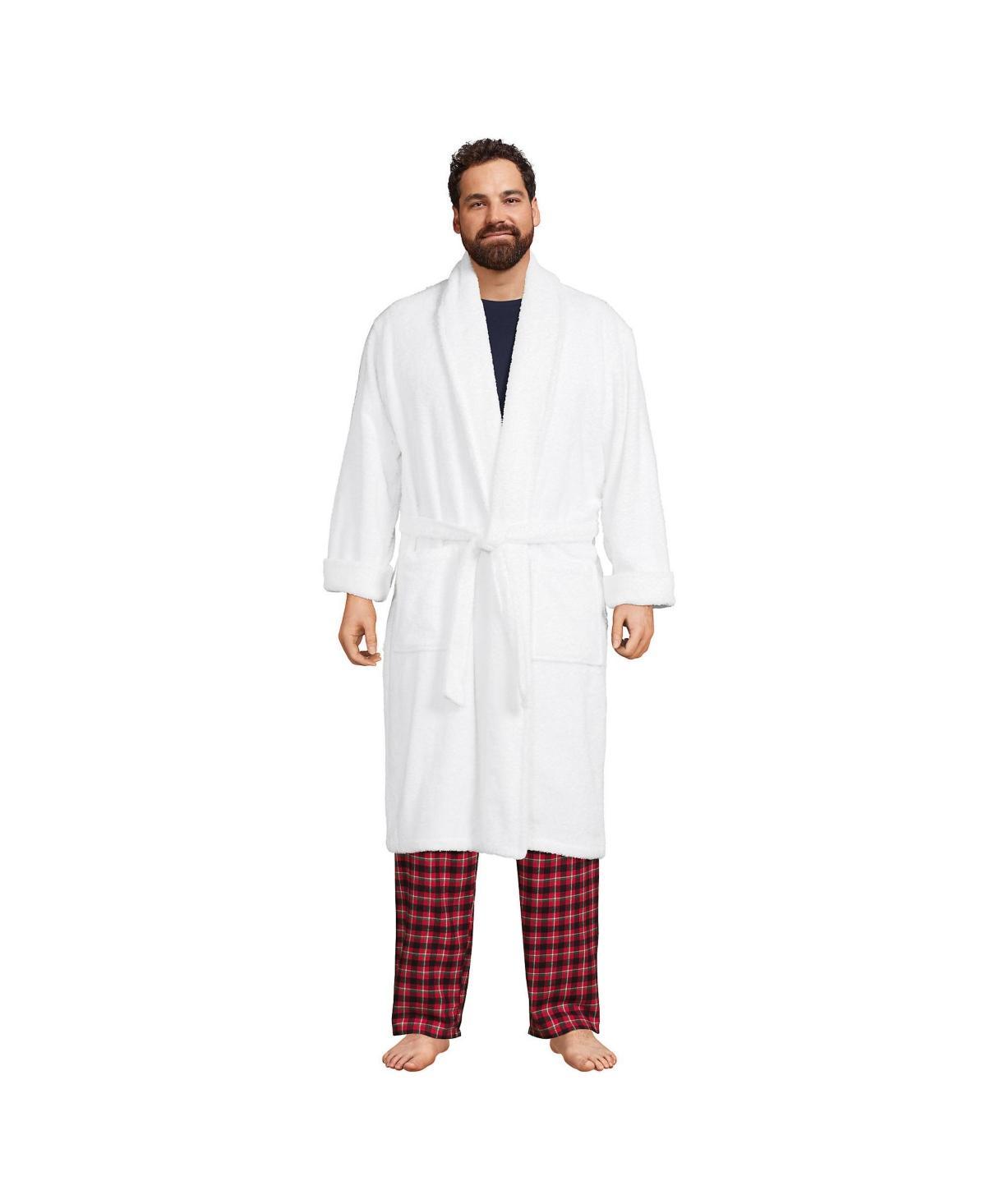 Big & Tall Lands' End Calf-Length Turkish Terry Robe, Men's, Size: Medium Tall, White Product Image