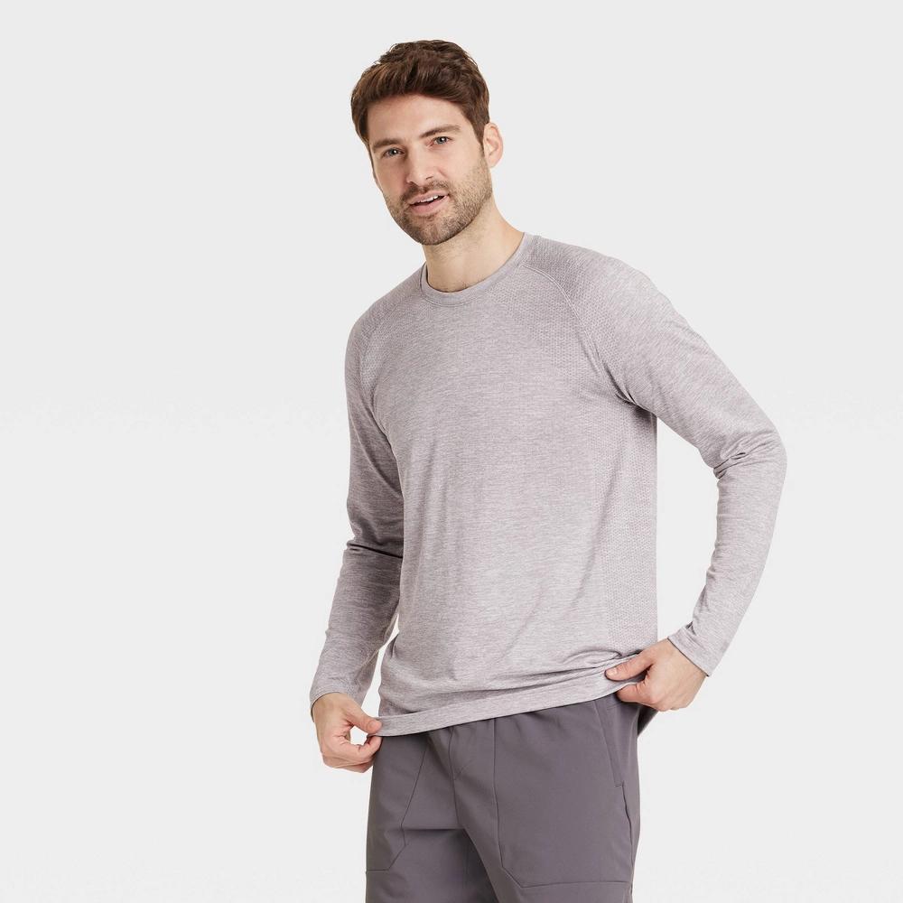 Mens Long Sleeve Seamless T-Shirt - All In Motion Heathered XXL: Moisture Wicking, Knit Product Image
