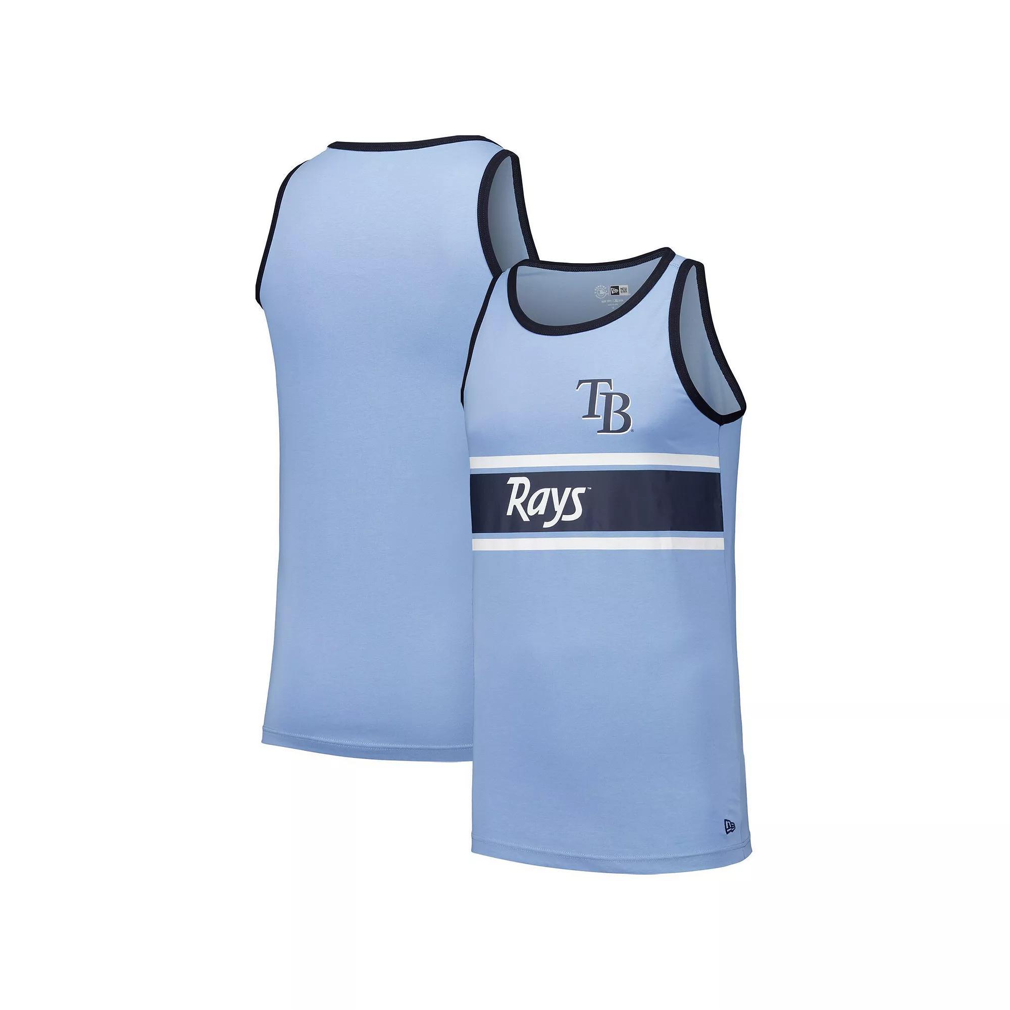 Men's New Era Light Blue Tampa Bay Rays Jersey Ringer Tank Top, Size: Small Product Image