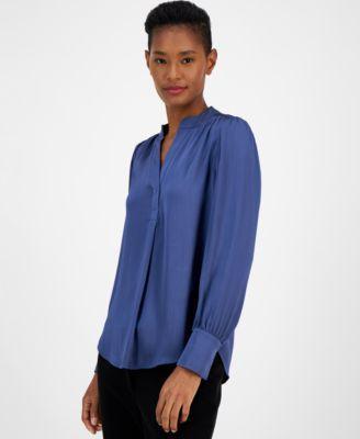 Anne Klein Womens Pleated V-Neck Blouse Product Image