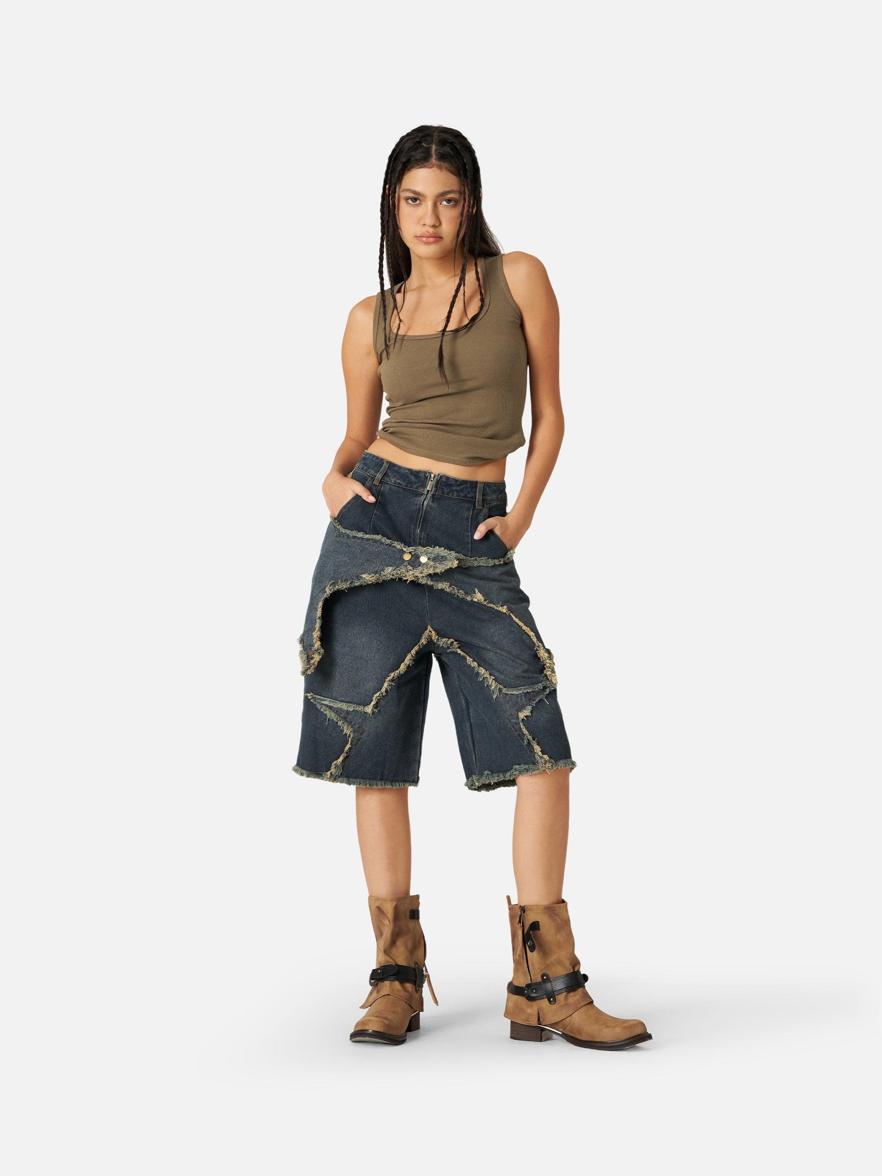 Aelfric Eden Vintage Starry Fringe Hem Jorts Product Image