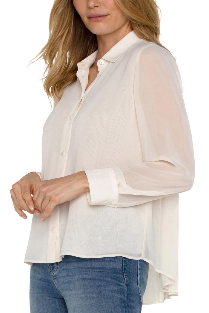 long slv woven shirt w/ pleat back detail Product Image
