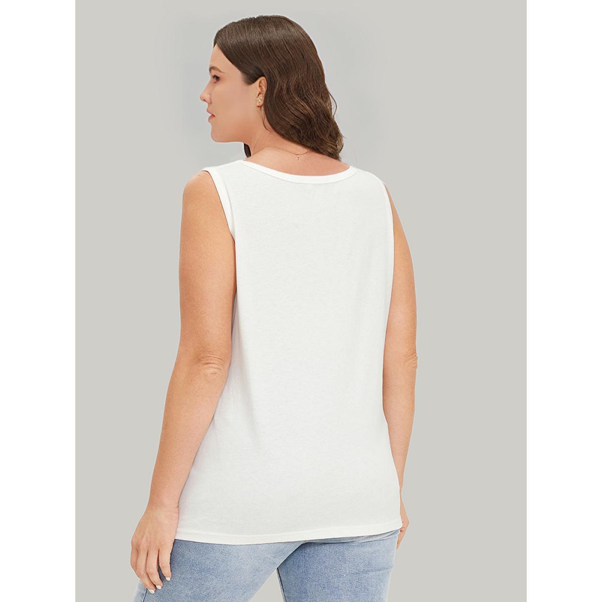 Plus Size Letter Print Crew Neck Graphic Tank Top Women White Casual Printed Dailywear Tank Tops Camis BloomChic 18-20/2X Product Image