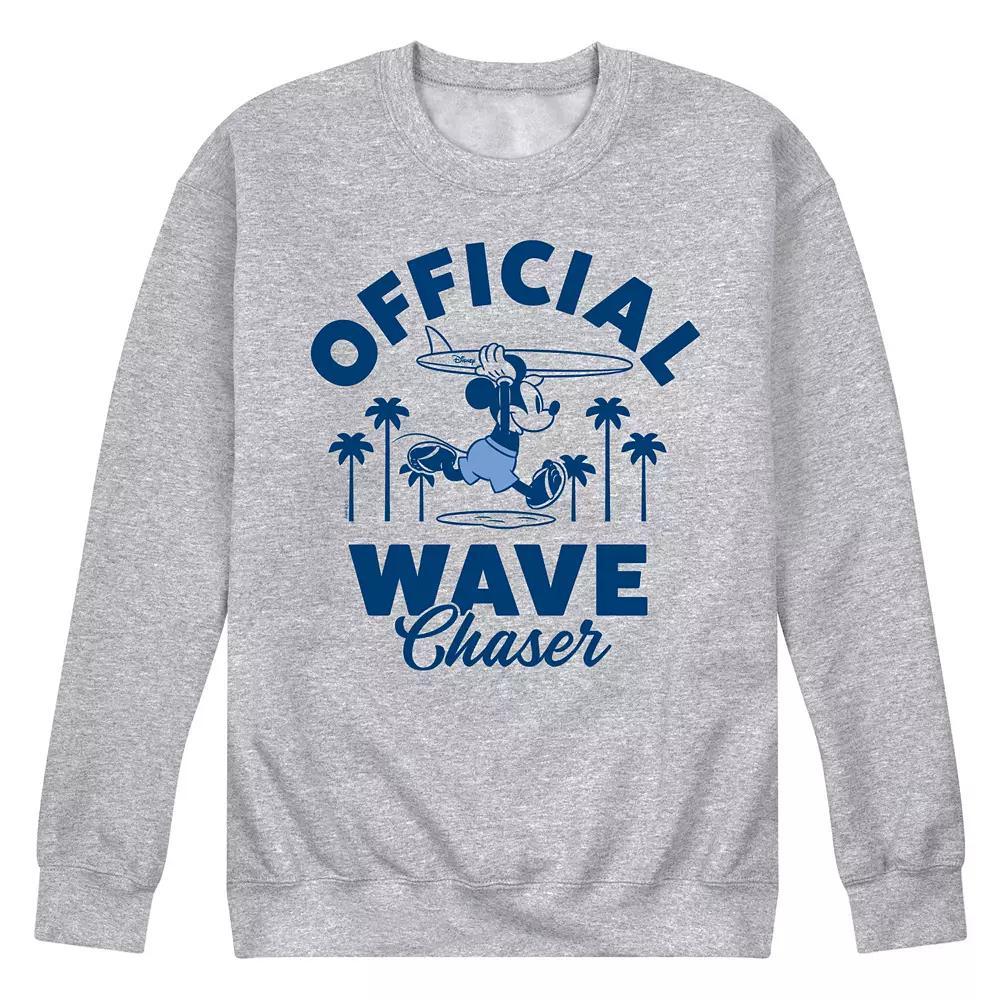 Disneys Mickey Mouse Mens Official Wave Chase Fleece Sweatshirt Grey Gray Product Image