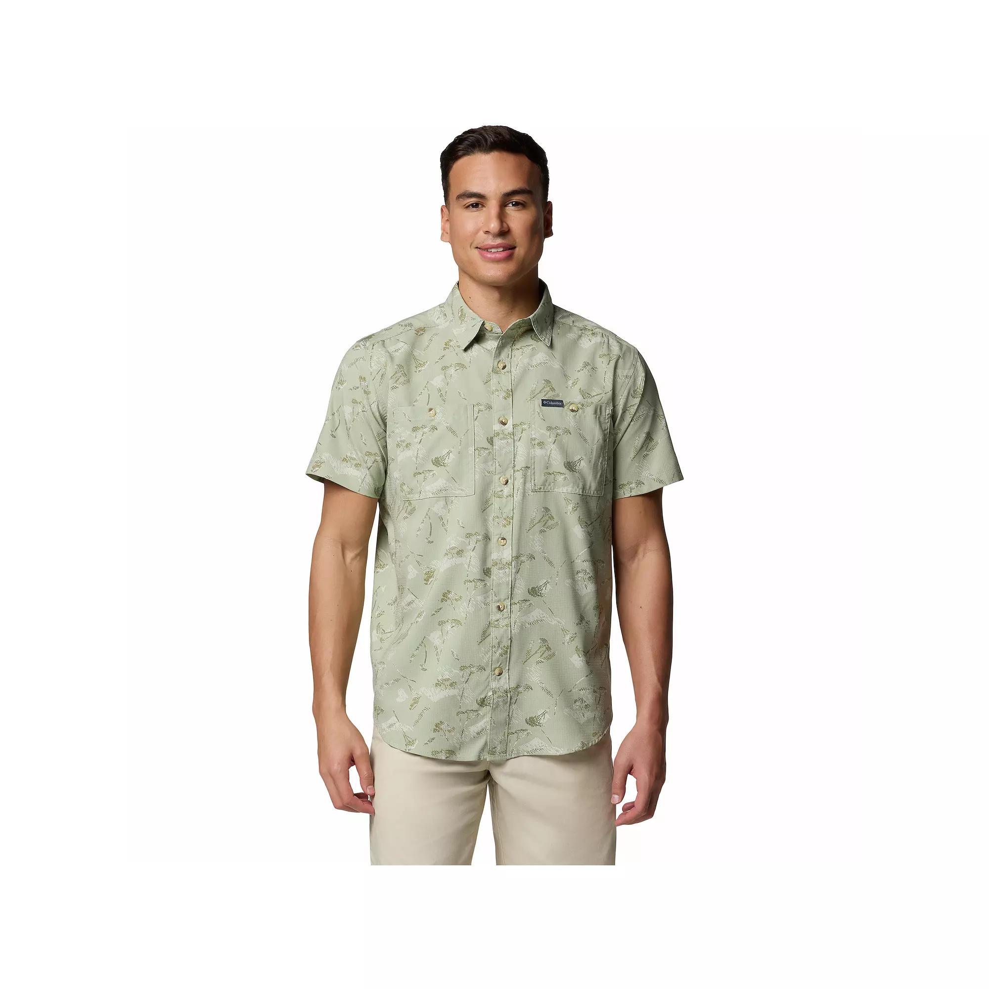 Big & Tall Columbia Utilizer Print Short Sleeve Woven Button-Down Shirt, Men's, Size: 3XL Tall, River Blue Sundot Product Image