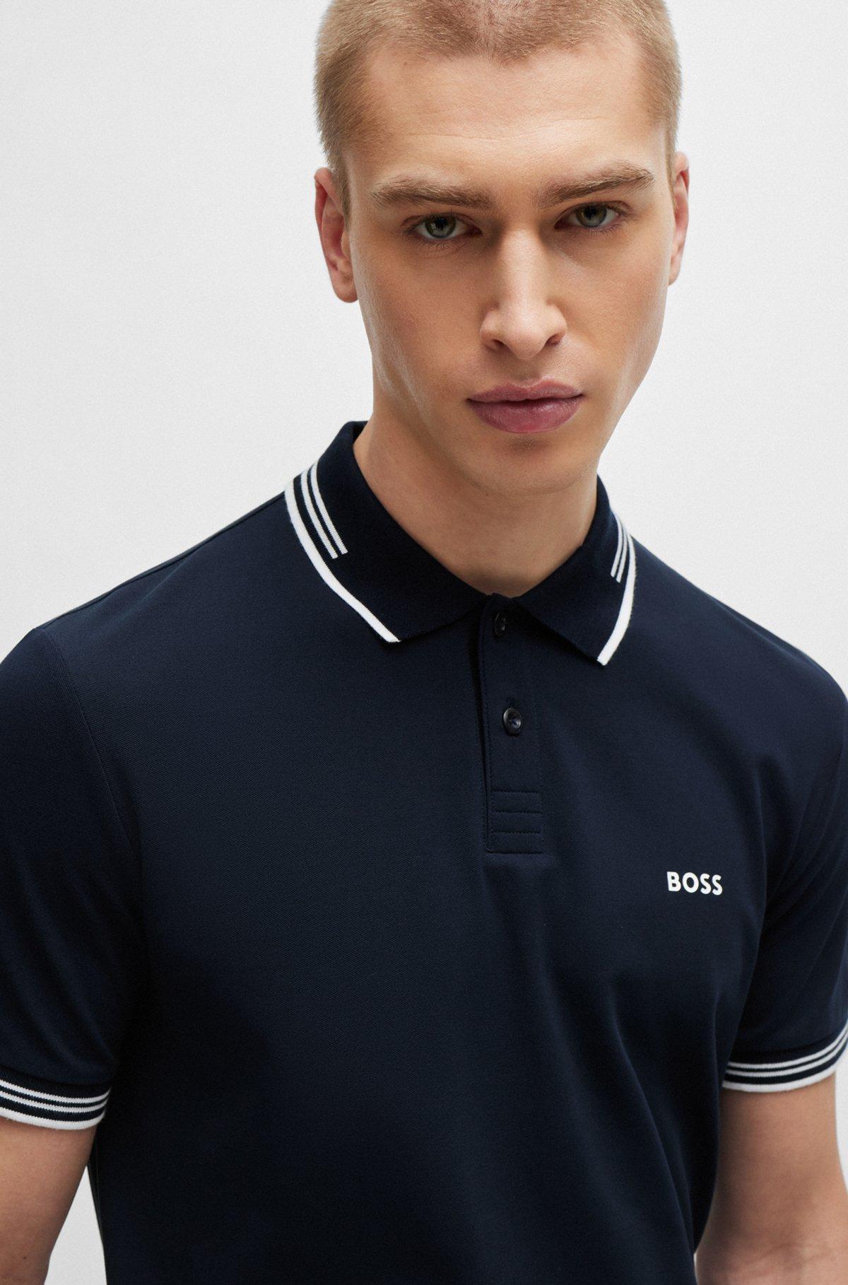 Stretch-cotton slim-fit polo shirt with branding Product Image