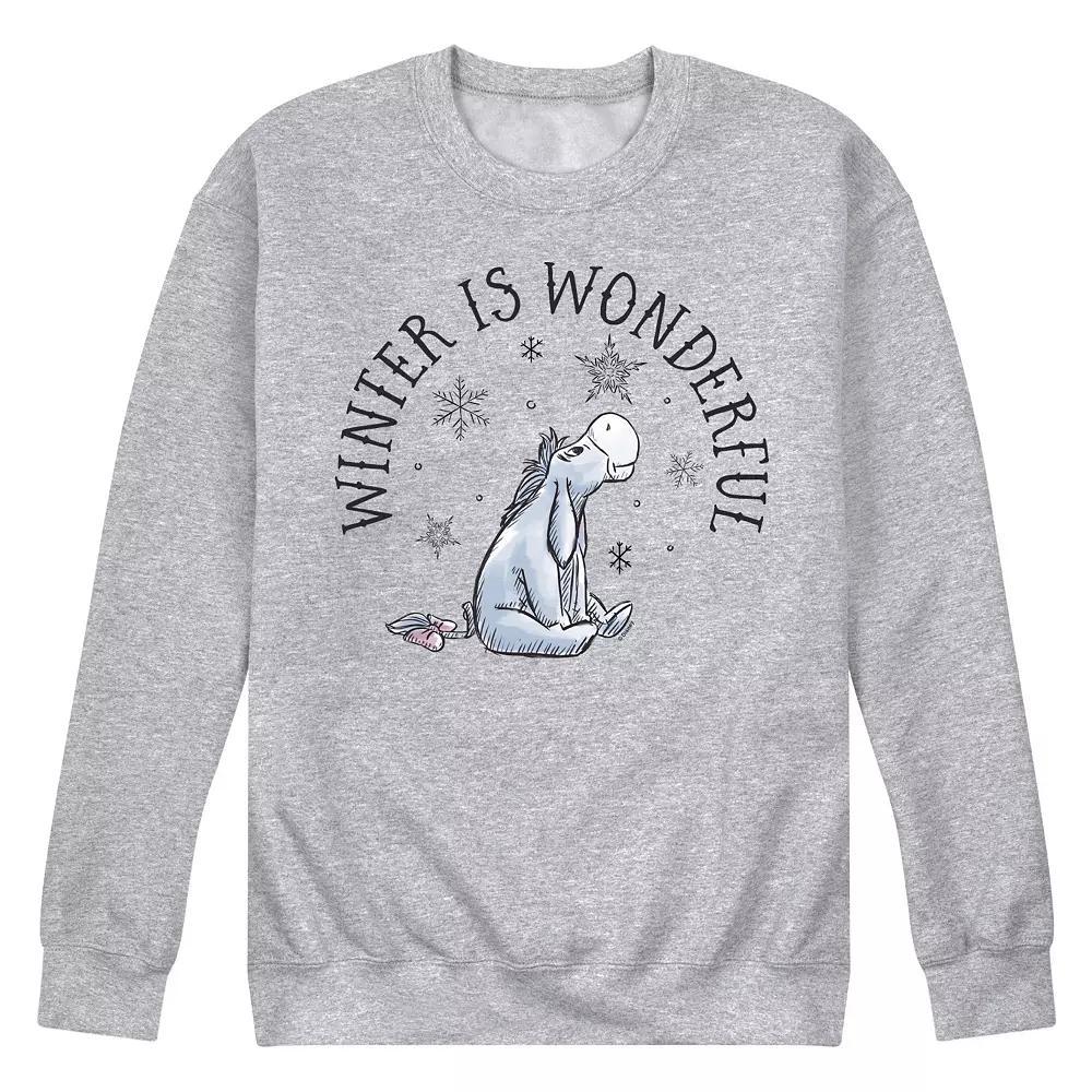 Disney's Winnie The Pooh Men's Winter Is Wonderful Fleece Sweatshirt, Size: Small, Grey Gray Product Image