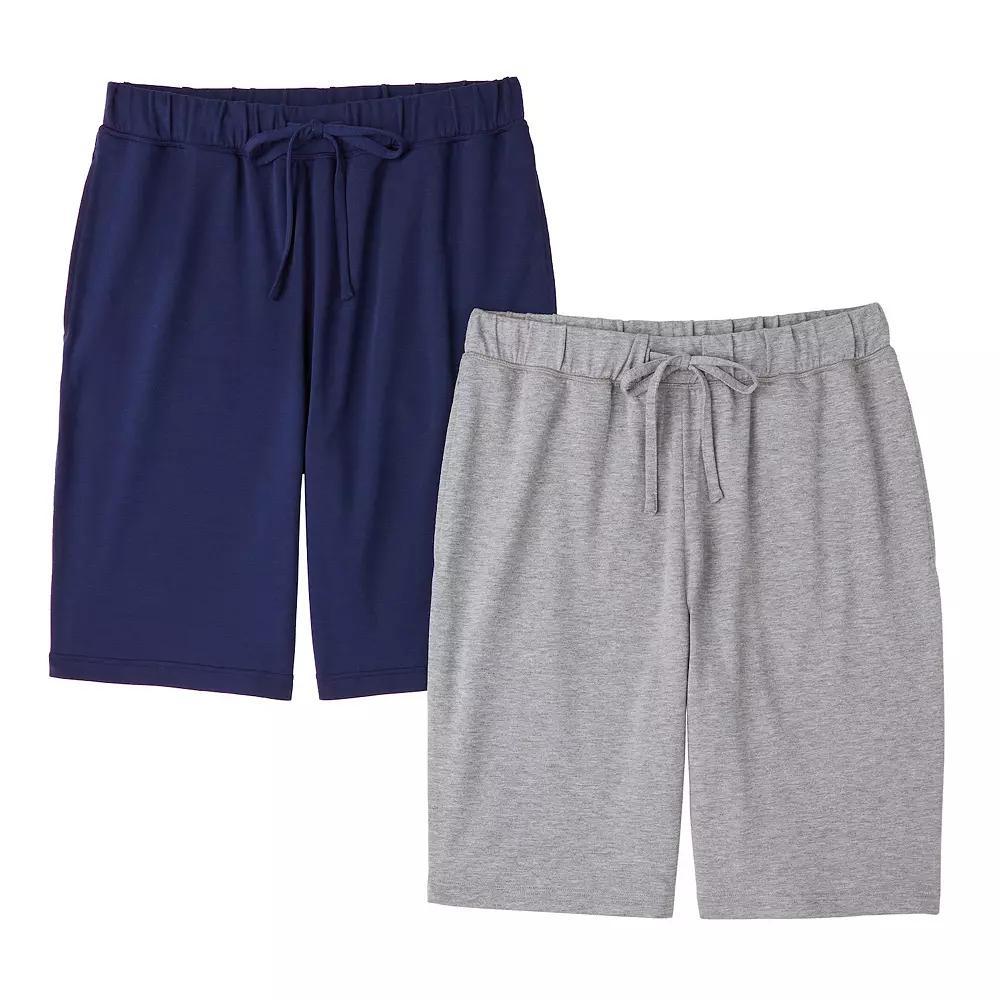 Mens Cuddl Duds 2-Pack French Terry Printed Pajama Shorts Set Grey Green Product Image