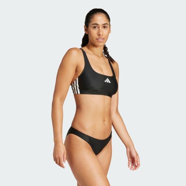 adidas 3-Stripes V-Back Bikini Black 10 Womens Product Image
