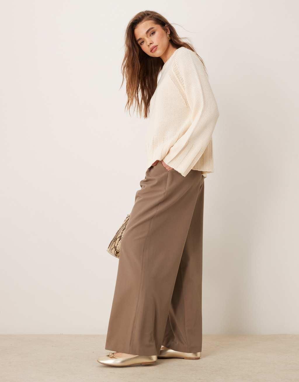 ASOS DESIGN wide rib boxy sweater in cream Product Image