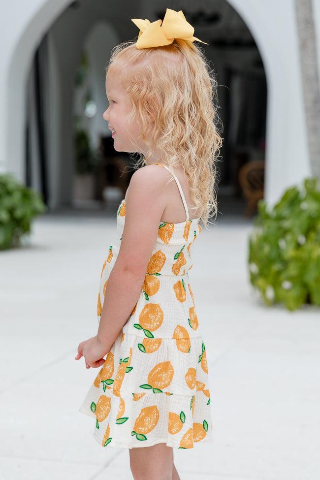 Kid's Tea With You Lemon Printed Gauze Dress SALE Product Image