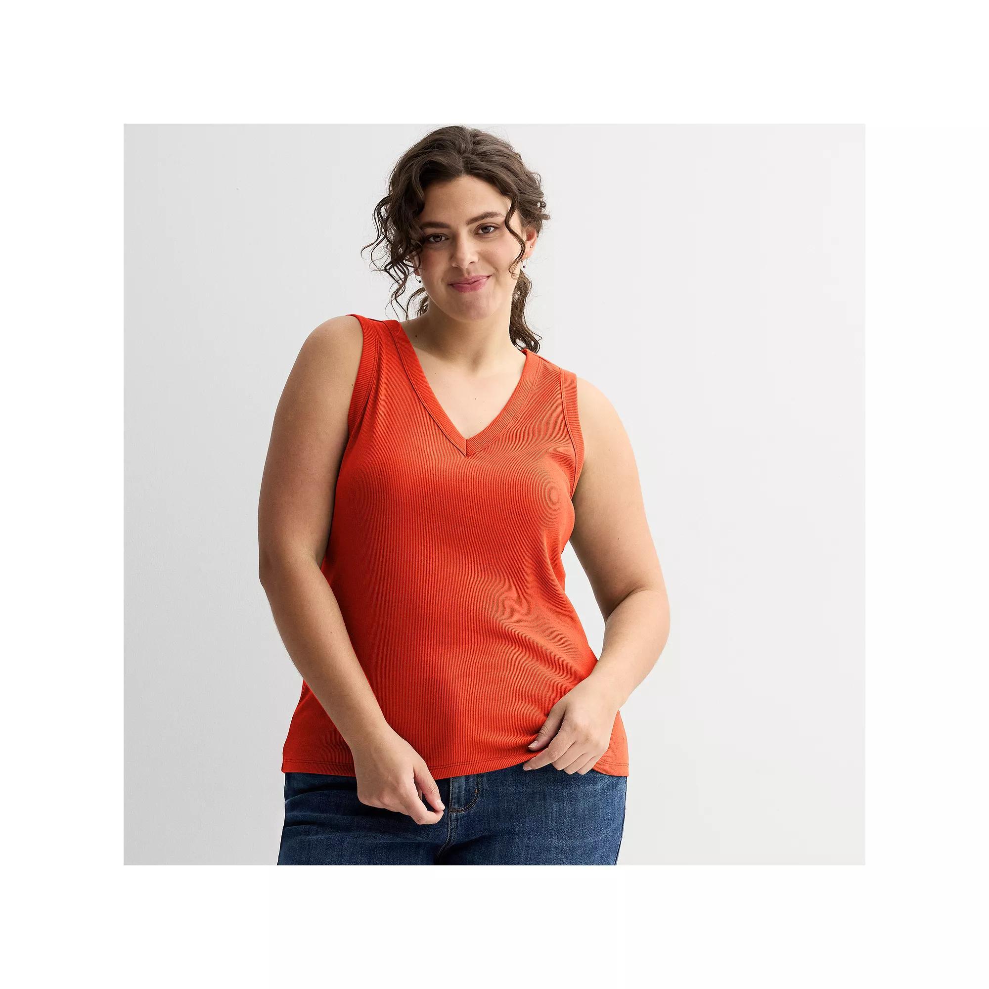 Plus Size Sonoma Goods For Life® Ribbed V-Neck Tank Top, Women's, Size: 4XL, Peri Phlox Product Image