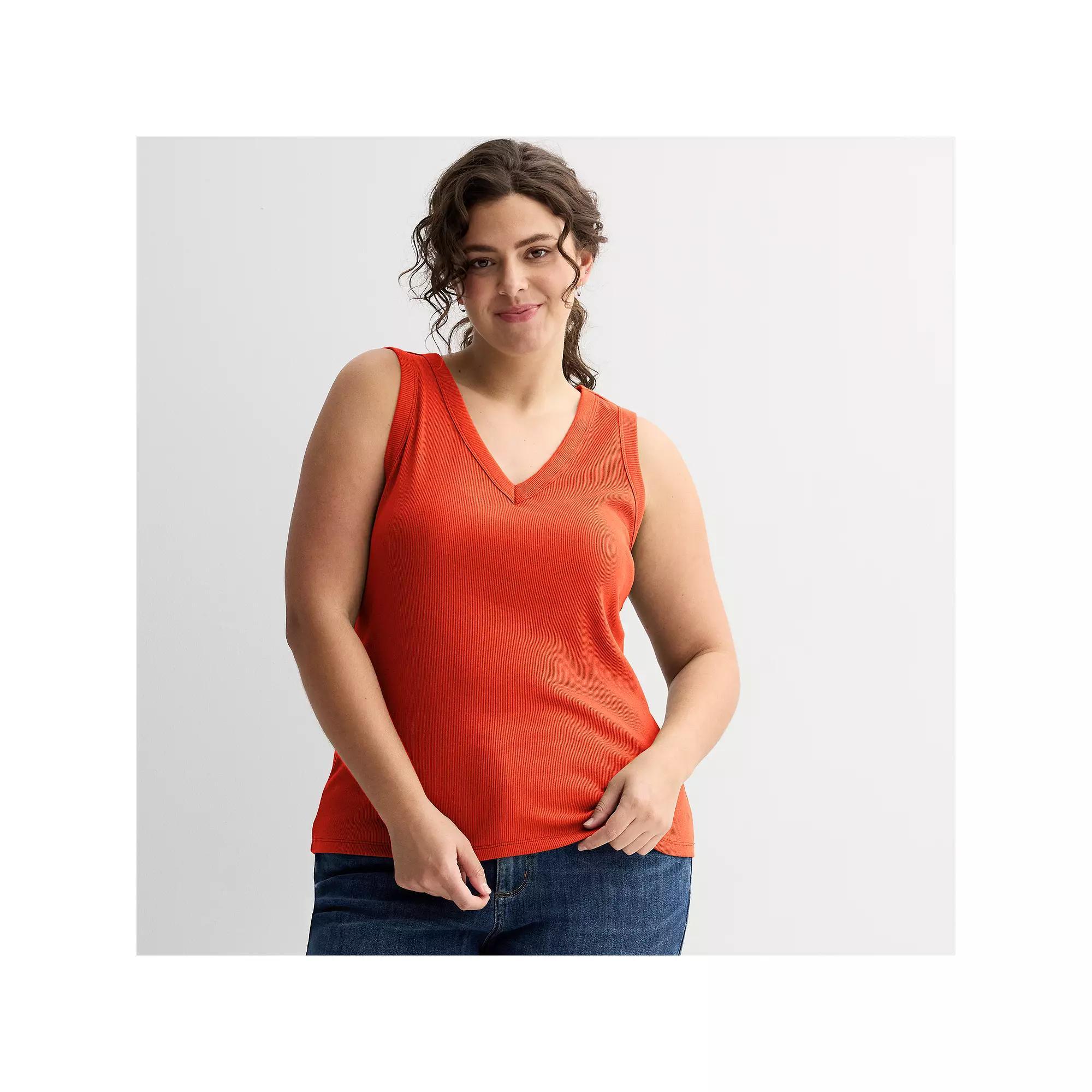 Plus Size Sonoma Goods For Life® Ribbed V-Neck Tank Top, Women's, Size: 4XL, Peri Phlox Product Image