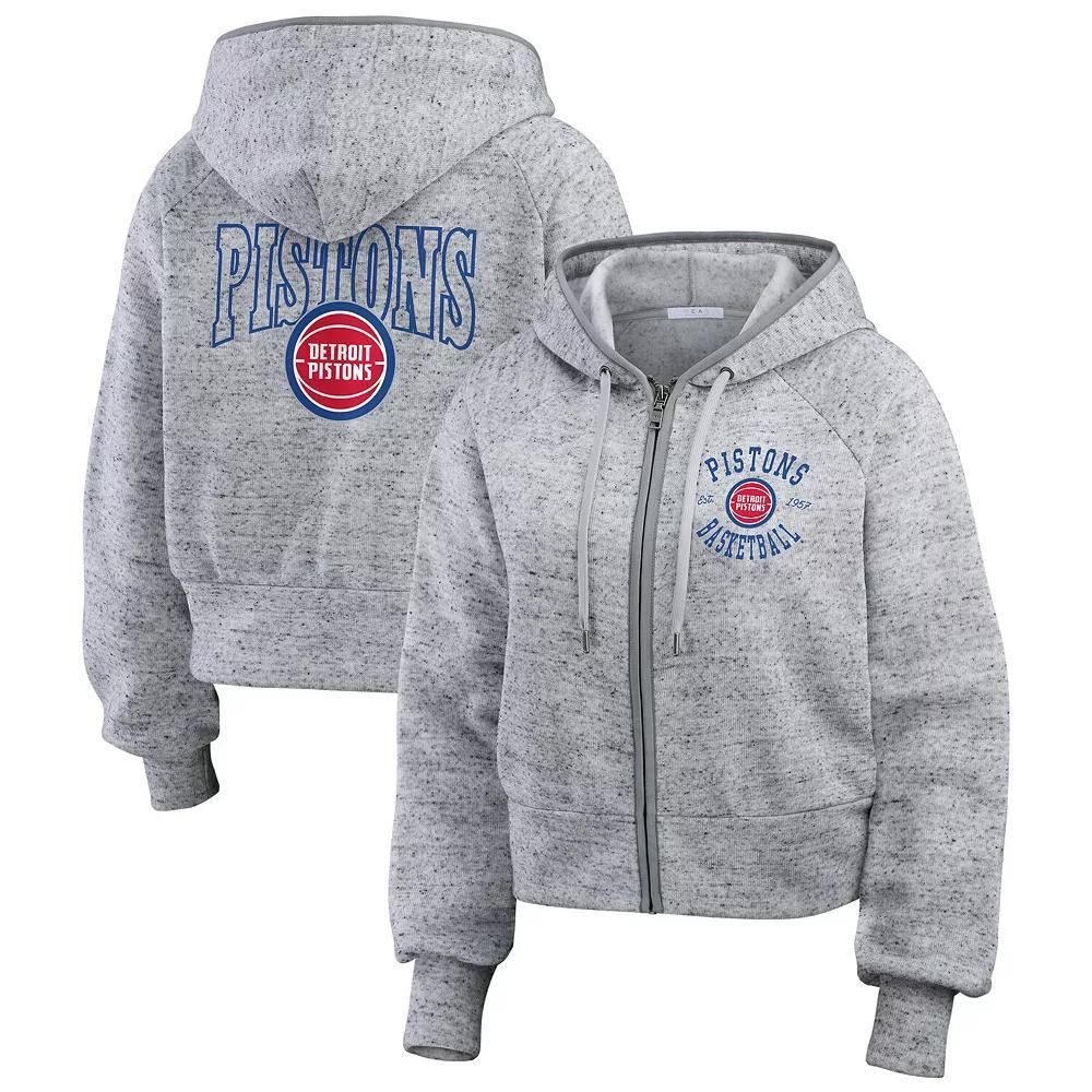 Women's WEAR by Erin Andrews Heather Gray Detroit Pistons Speckled Radiator Full-Zip Hoodie, Size: Large, Pis Grey Product Image