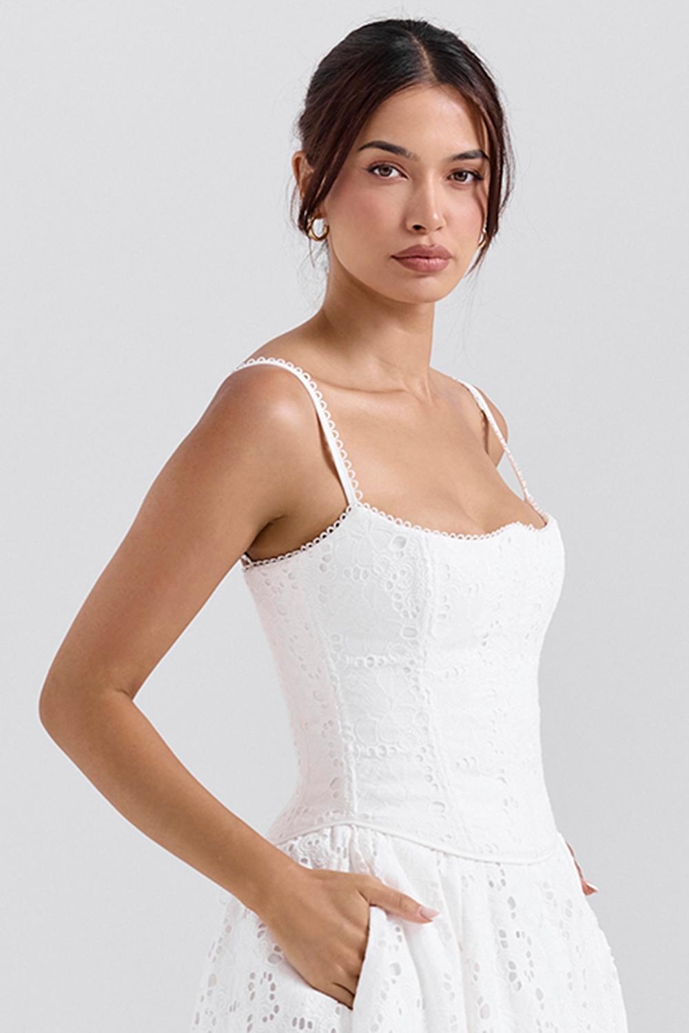 Lorina  white broderie anglais corset Product Image