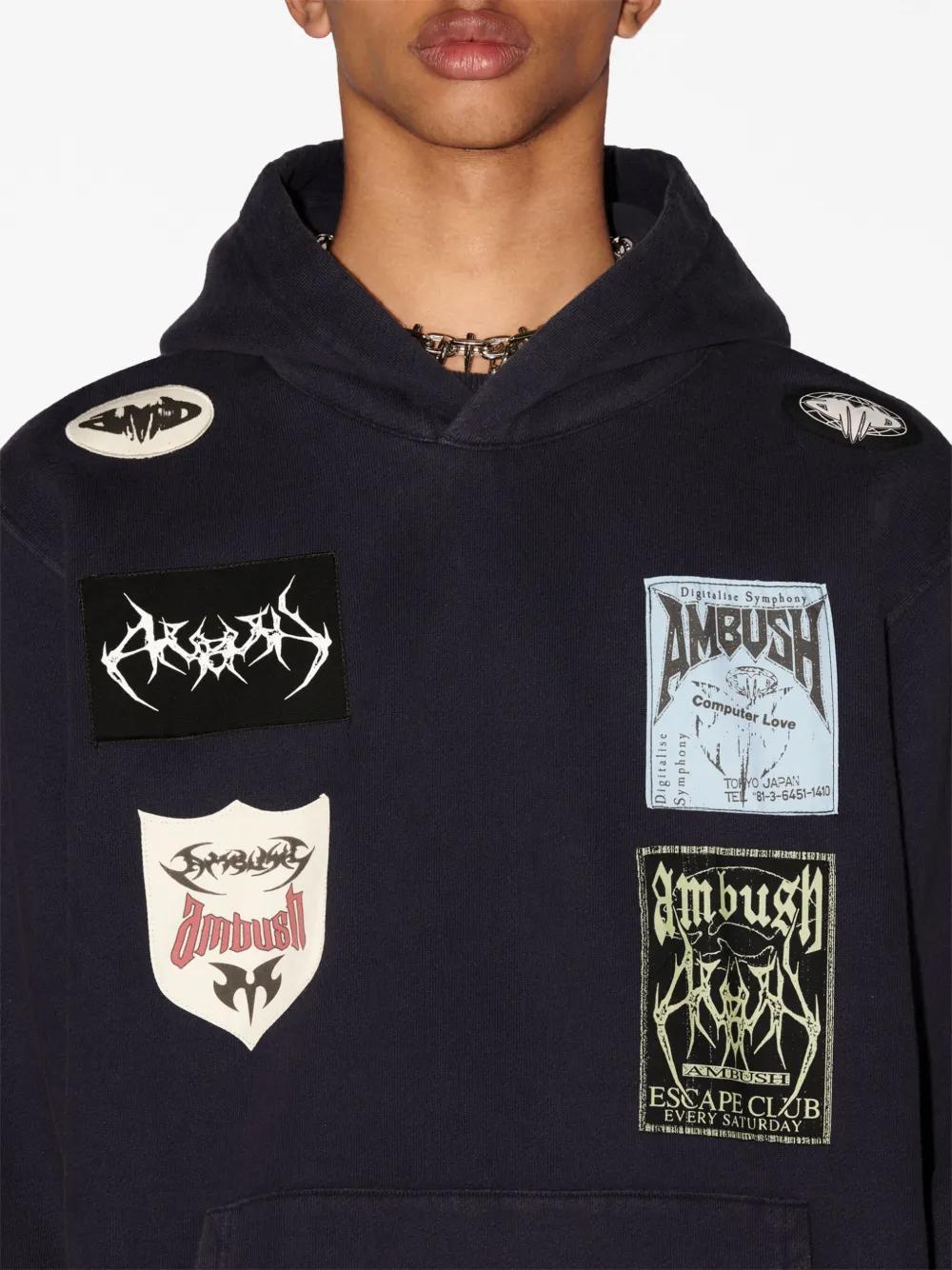 logo-patchwork cotton hoodie Product Image