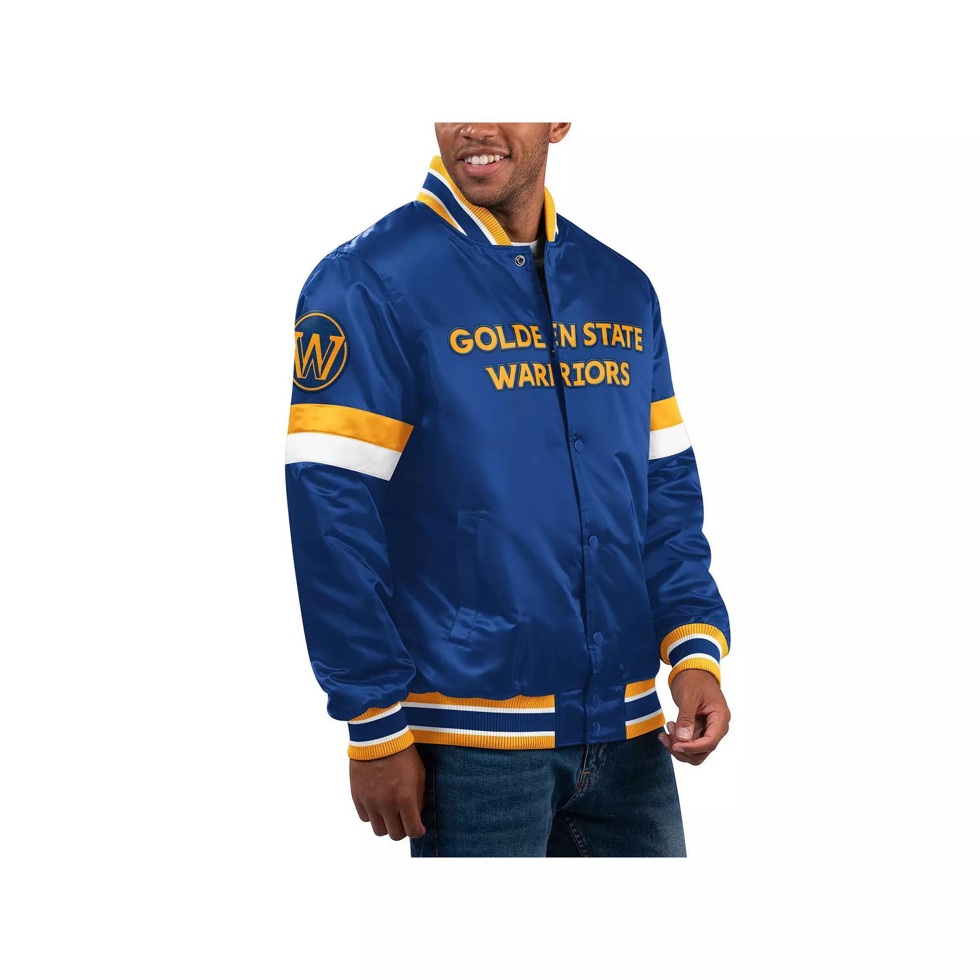 Men's Starter Royal Golden State Warriors Home Game Satin Full-Snap Varsity Jacket, Size: XXL, Blue Product Image