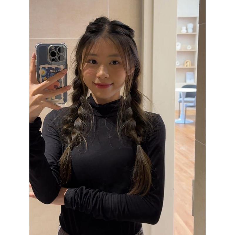 Long-Sleeve Cowl Neck Plain Top Product Image