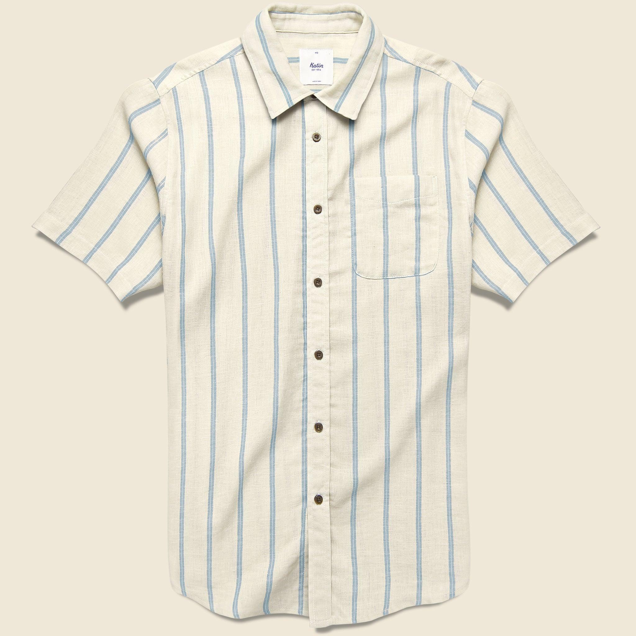 Alan Stripe Shirt - White/Blue Product Image