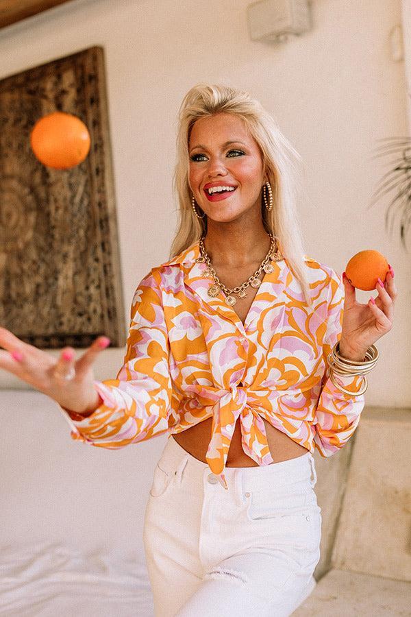 Holding Onto Happiness Front Tie Top In Orange Product Image