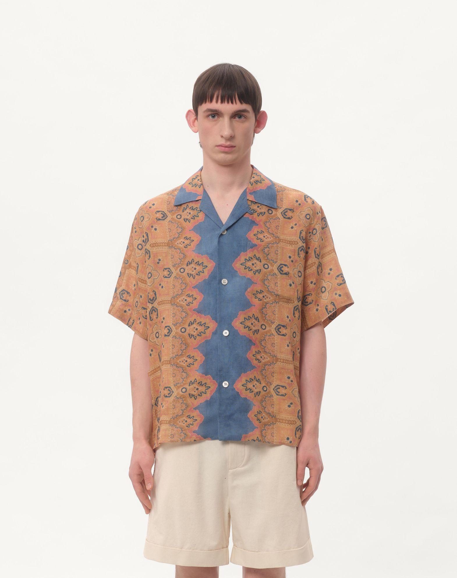 Linen Bowling Shirt With Voyage Imaginaire Print Product Image