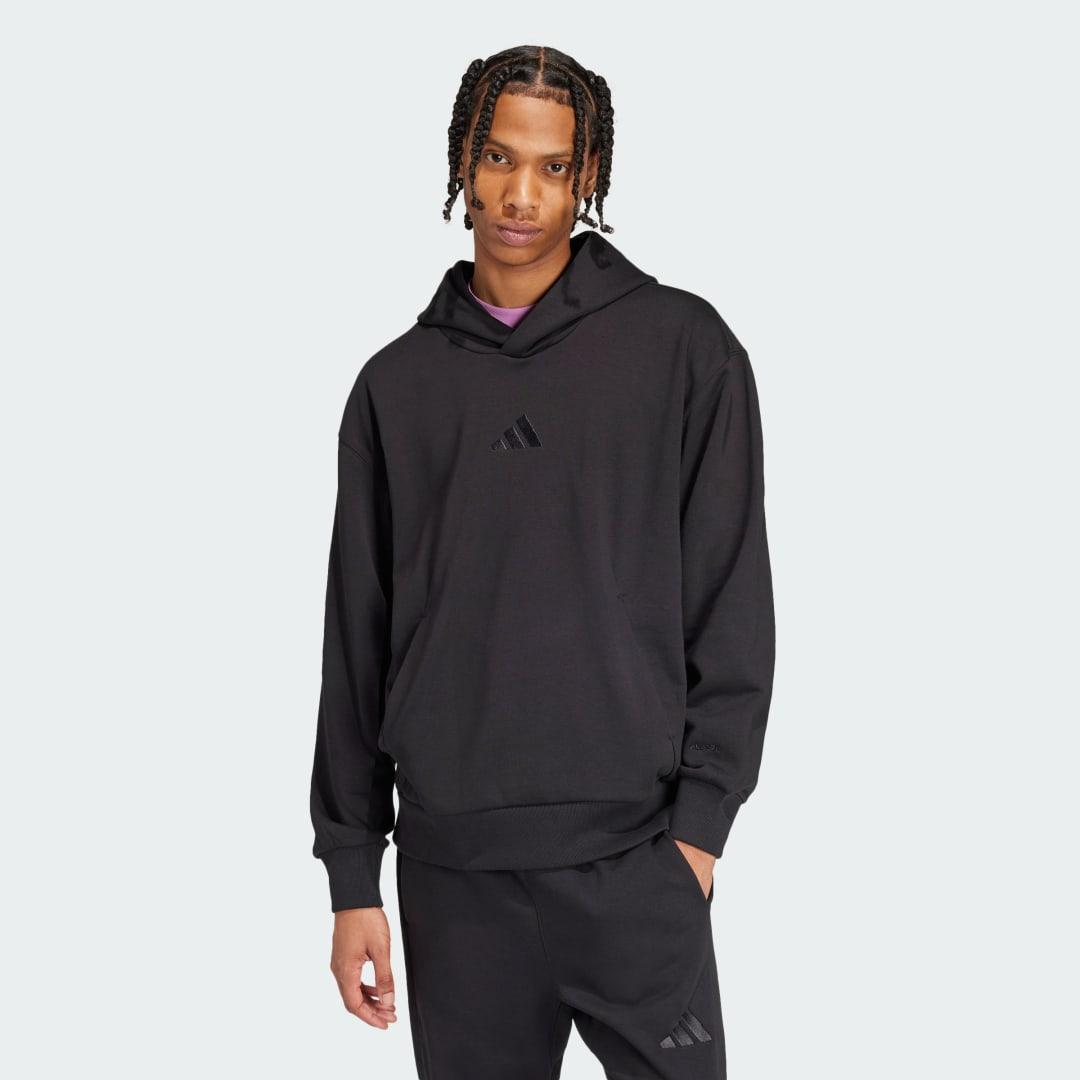 adidas ALL SZN Fleece Hoodie Black S Mens Product Image
