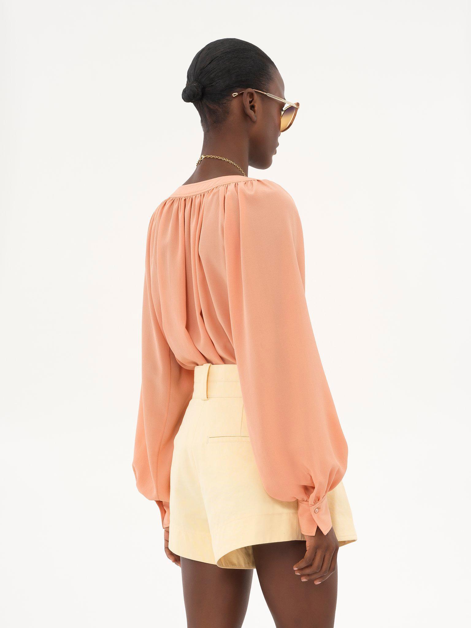 Scoop-neck blouse in crêpe de chine Product Image