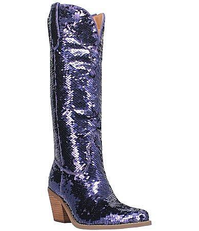 Women's Dingo Dance Hall Queen Tall Western Boots, Size: 10, Purple Product Image