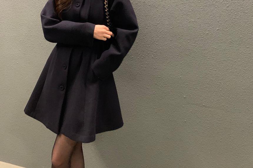 Button-Up Plain Long Coat Product Image