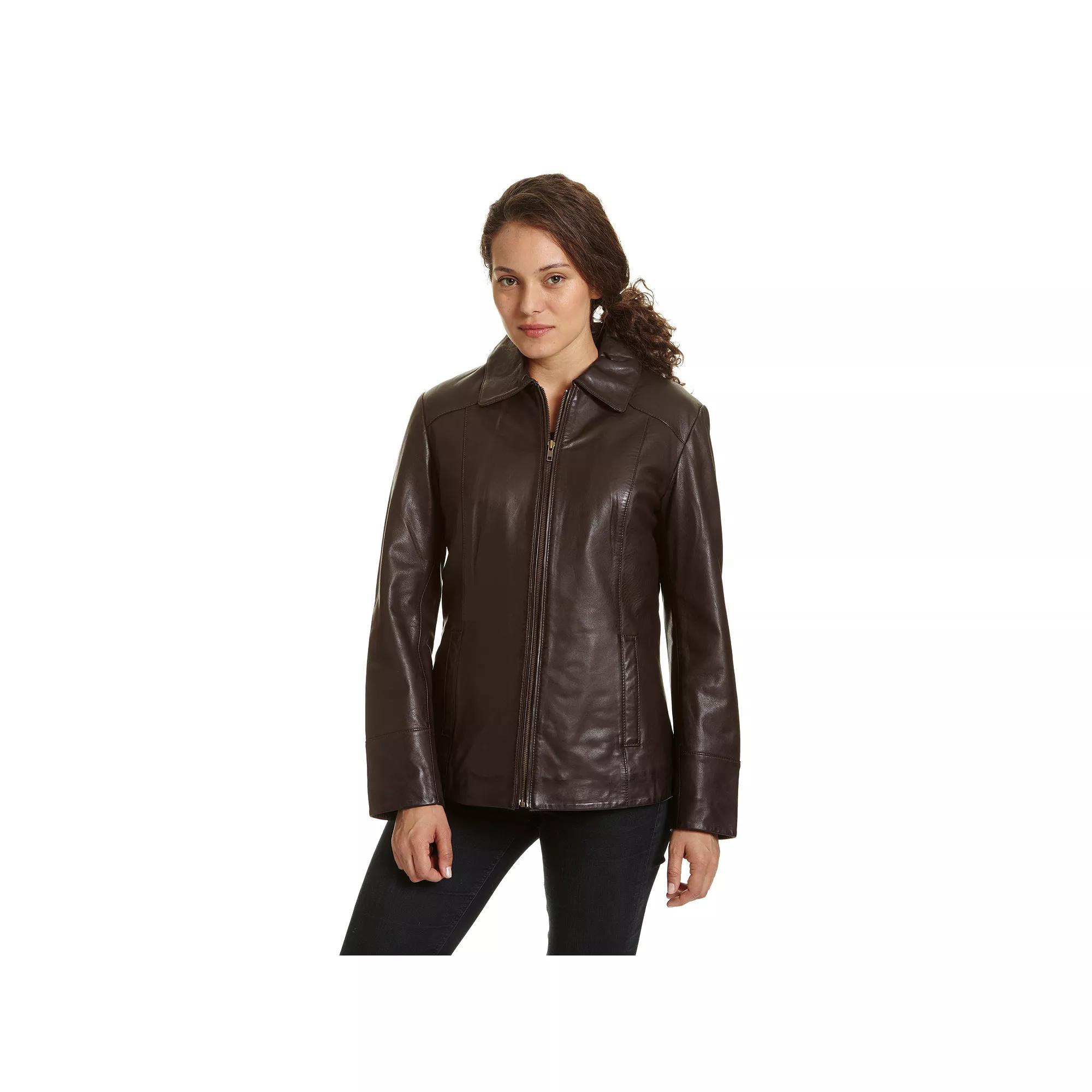 Women's Excelled Leather Scuba Jacket, Size: Small, Brown Product Image