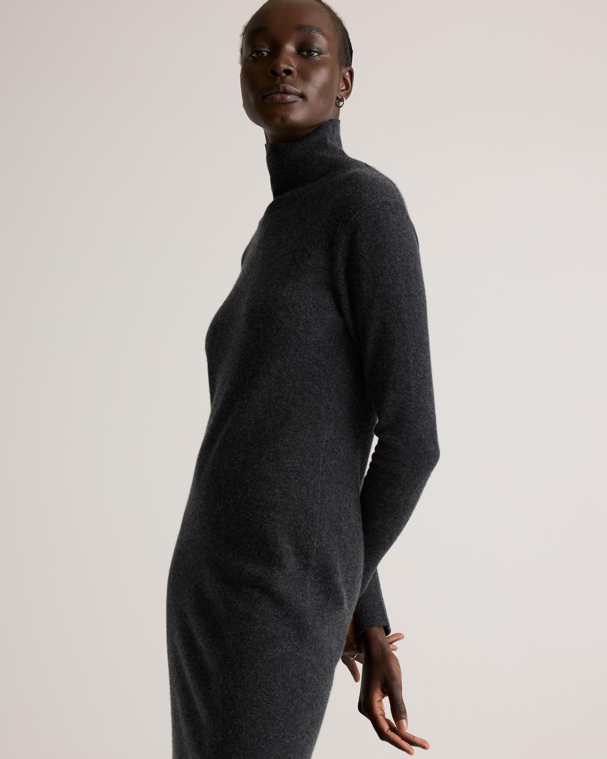 Quince | Women's Mongolian Cashmere Turtleneck Midi Sweater Dress Size XS Product Image