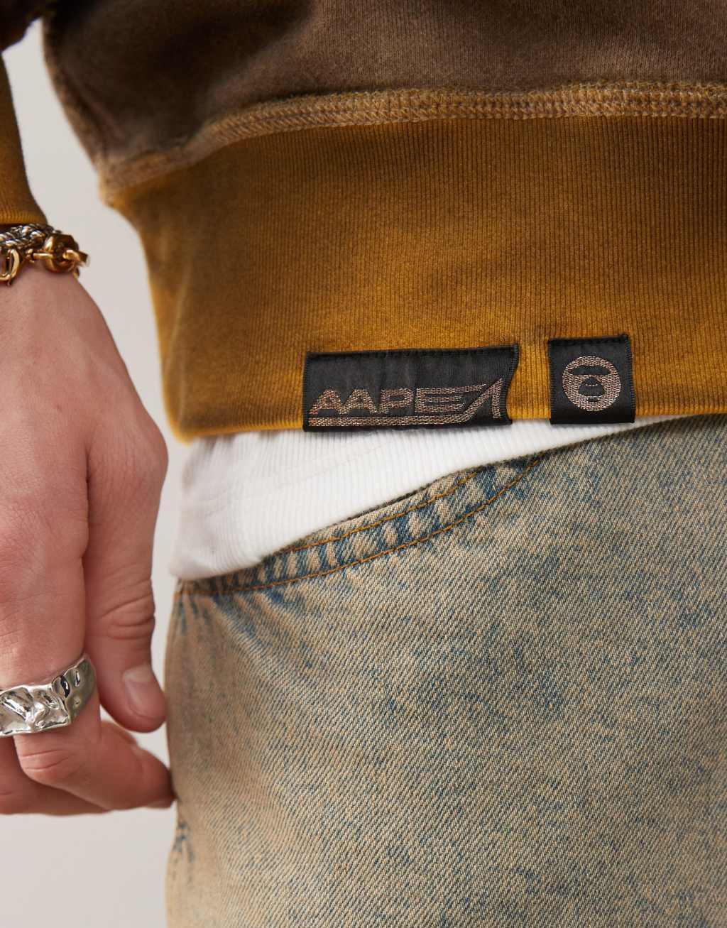 Aape By A Bathing Ape logo print front sweatshirt in beige Product Image