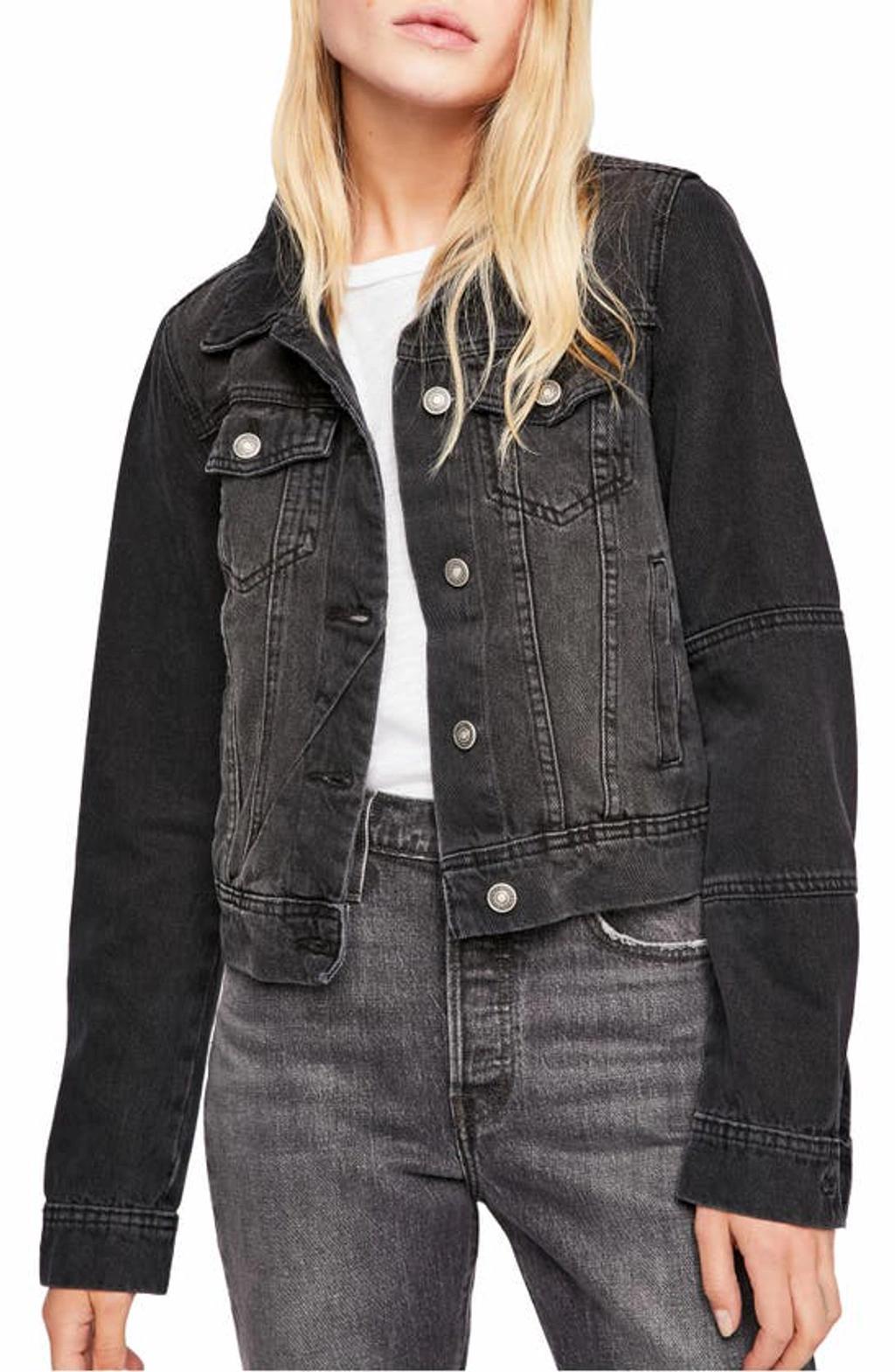 Free People Rumors Denim Jacket Black XS Product Image